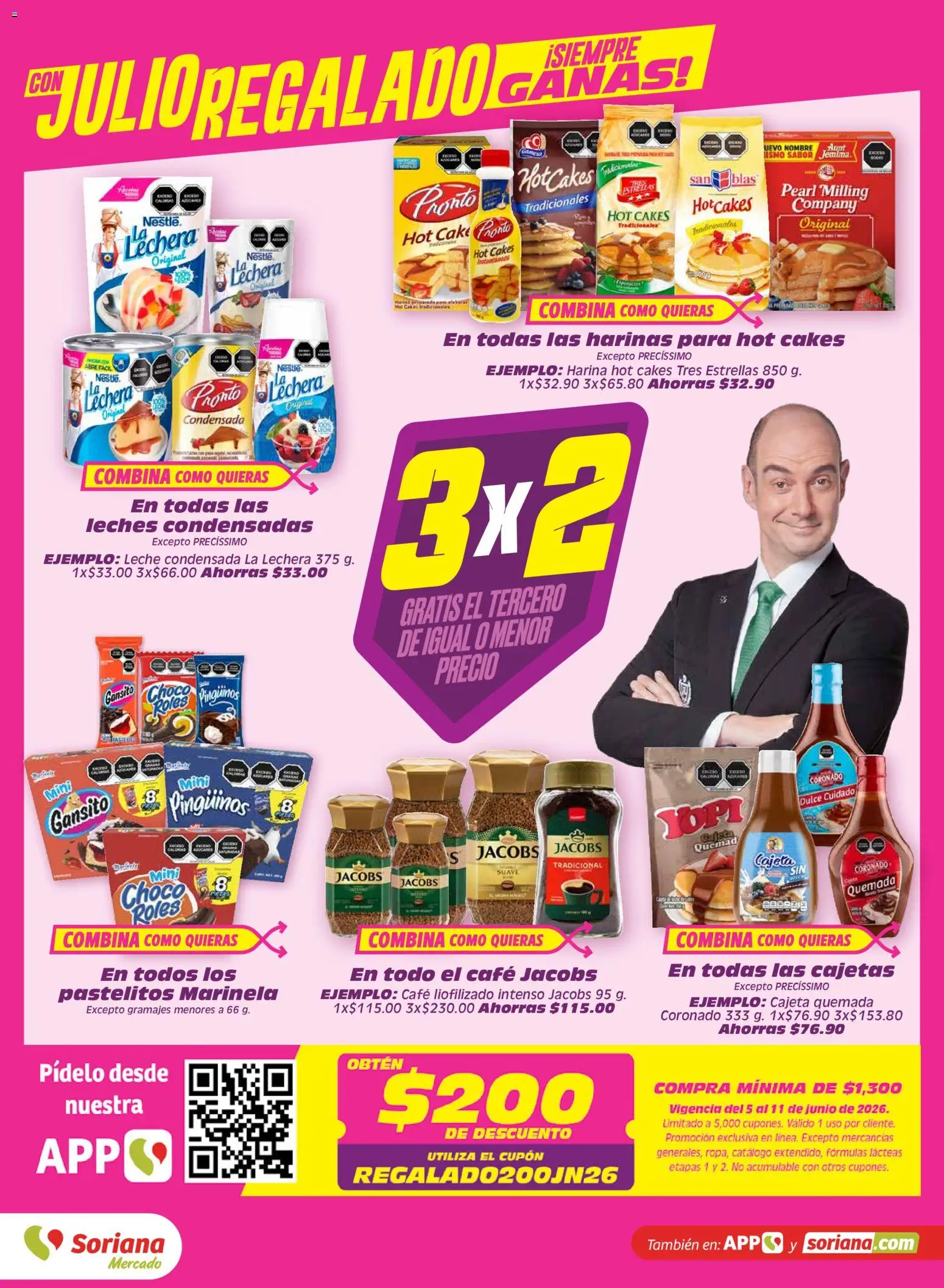 Nuevas ofertas de Soriana válidas en toda la República Mexicana desde el 05.06.2026. ¡Encuentra las mejores ofertas en Soriana Julio Regalado Mercado Nacional! | Página: 2 | Productos: Harina, Leche, Café