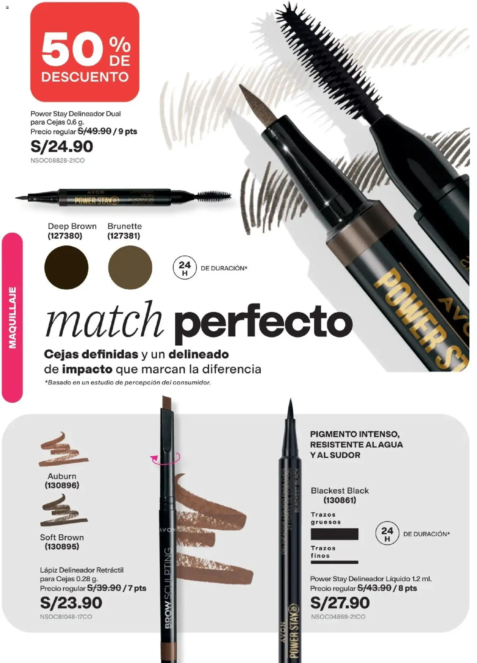 Catálogo Avon válido desde 22/07/2026 | Página: 21 | Productos: Delineador, Agua, Maquillaje