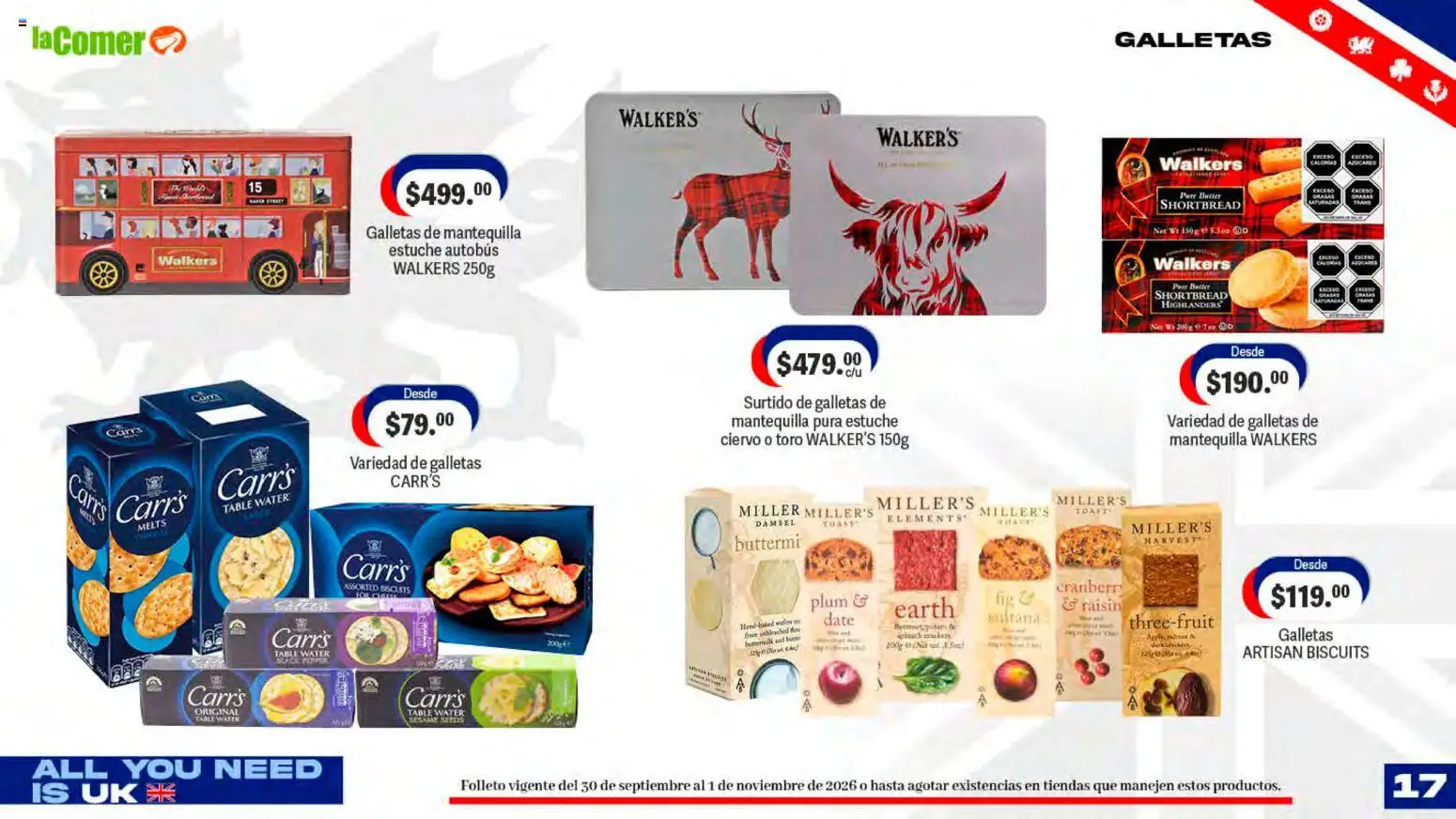 Nuevas ofertas de La Comer válidas en toda la República Mexicana desde el 30/09/2026. ¡Encuentra las mejores ofertas en La Comer folleto! | Página: 17 | Productos: Mantequilla, Estuche, Galletas