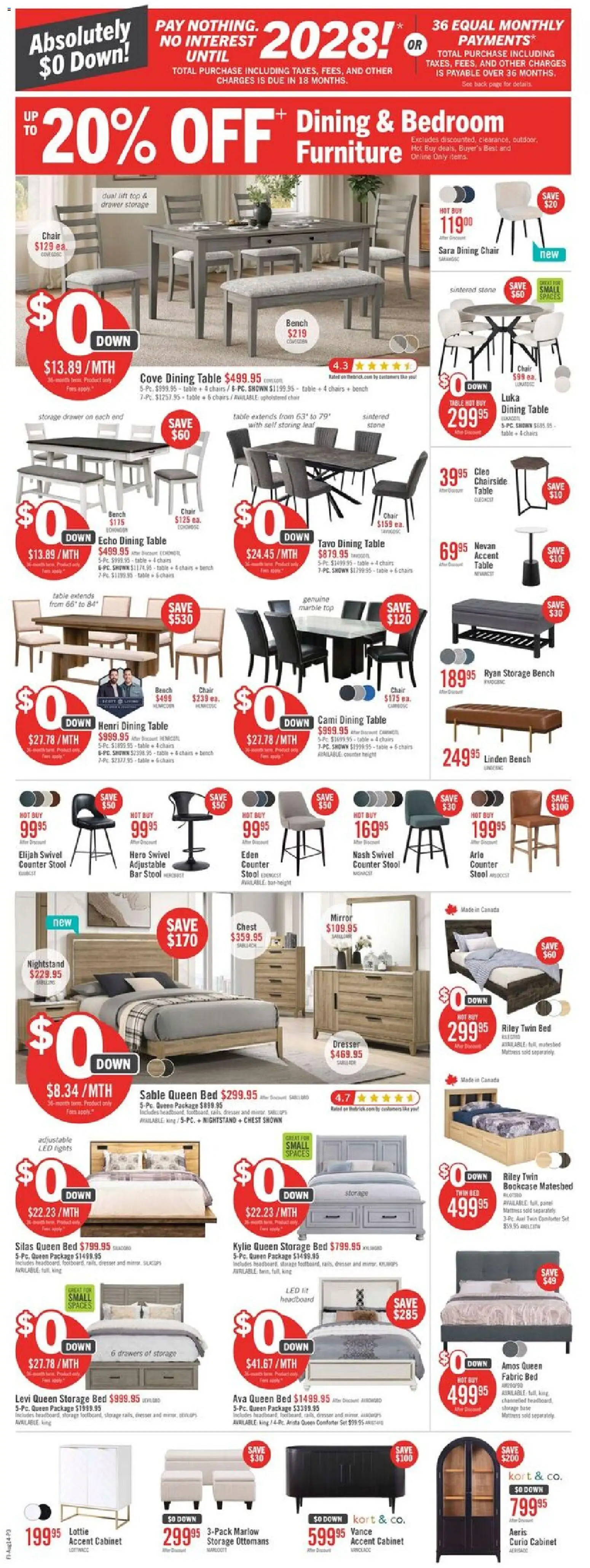 The Brick flyer valid from Aug 13, 2026 | Page: 6 | Products: Dining chair, Bed, Cabinet, Chairs