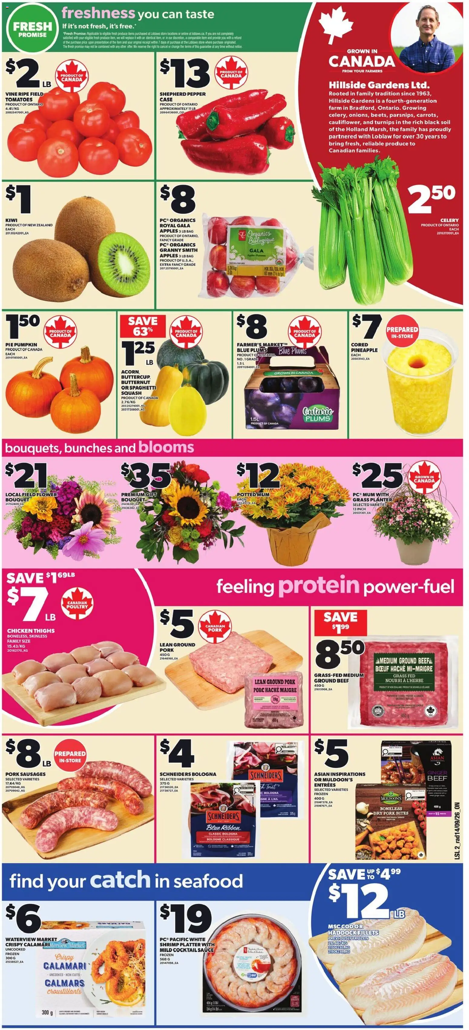 Loblaws flyer valid from Sep 17, 2026 | Page: 3 | Products: Chicken thighs, Cocktail, Protein, Apples