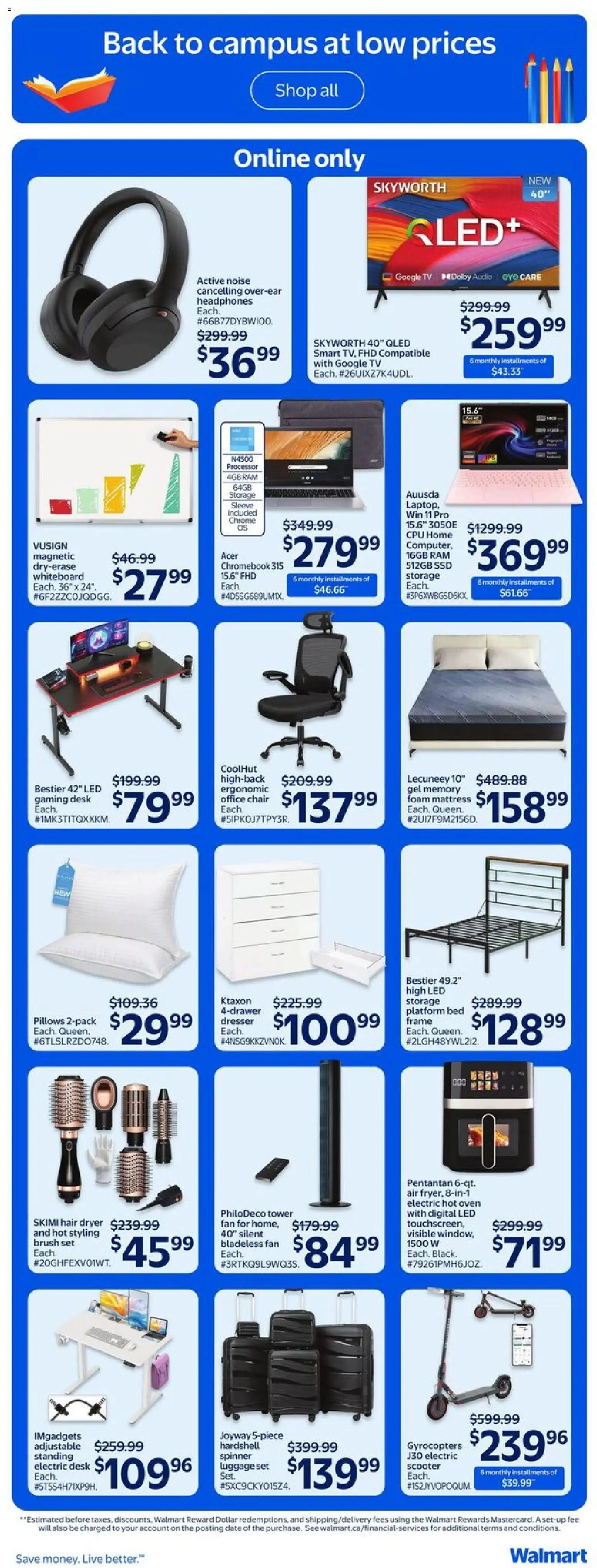 Walmart flyer valid from Aug 13, 2026 | Page: 33 | Products: Electric scooter, Dresser, Oven, Hair dryer