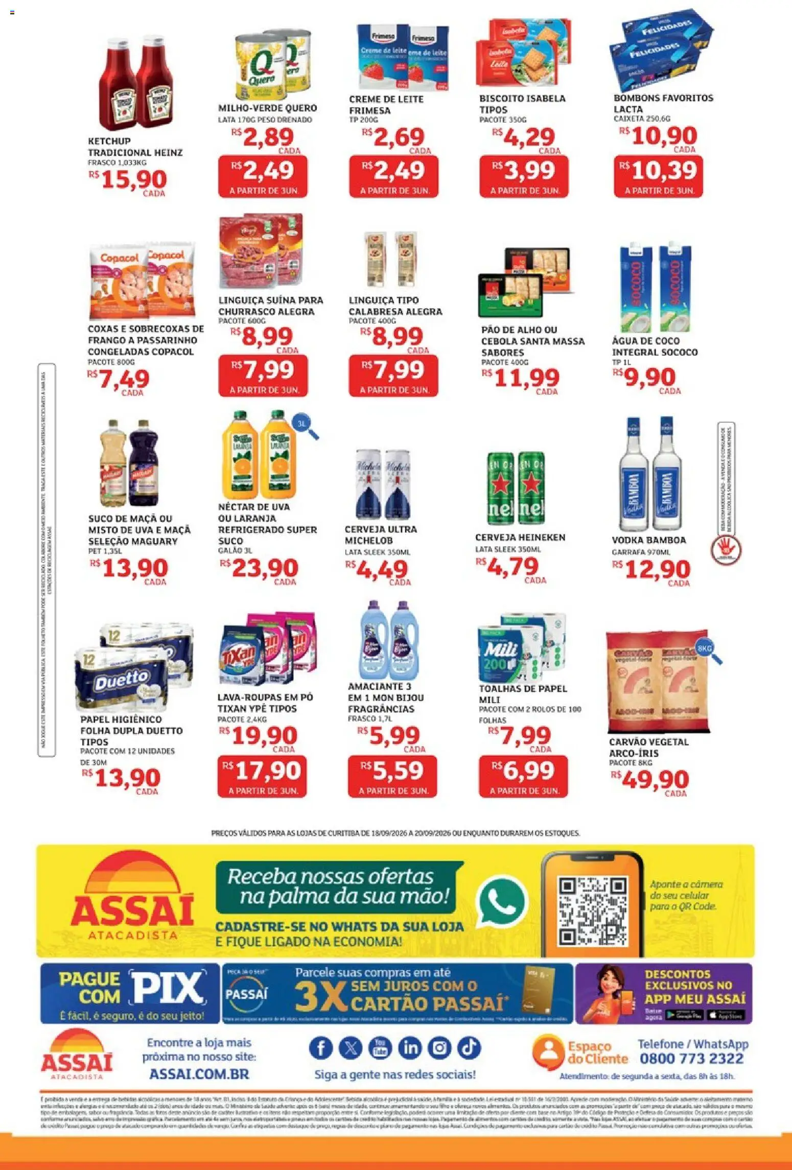 Assaí Atacadista Folheto - válido de 18/09/2026 | Página: 2 | Produtos: Uva, Água, Telefone, Creme de leite
