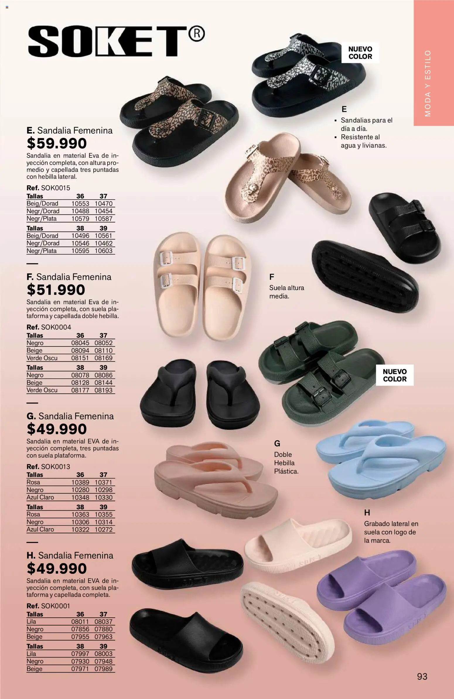 Leonisa revista - valida desde el 15/07/2026 | Página: 93 | Productos: Sandalias, Agua, Hebilla