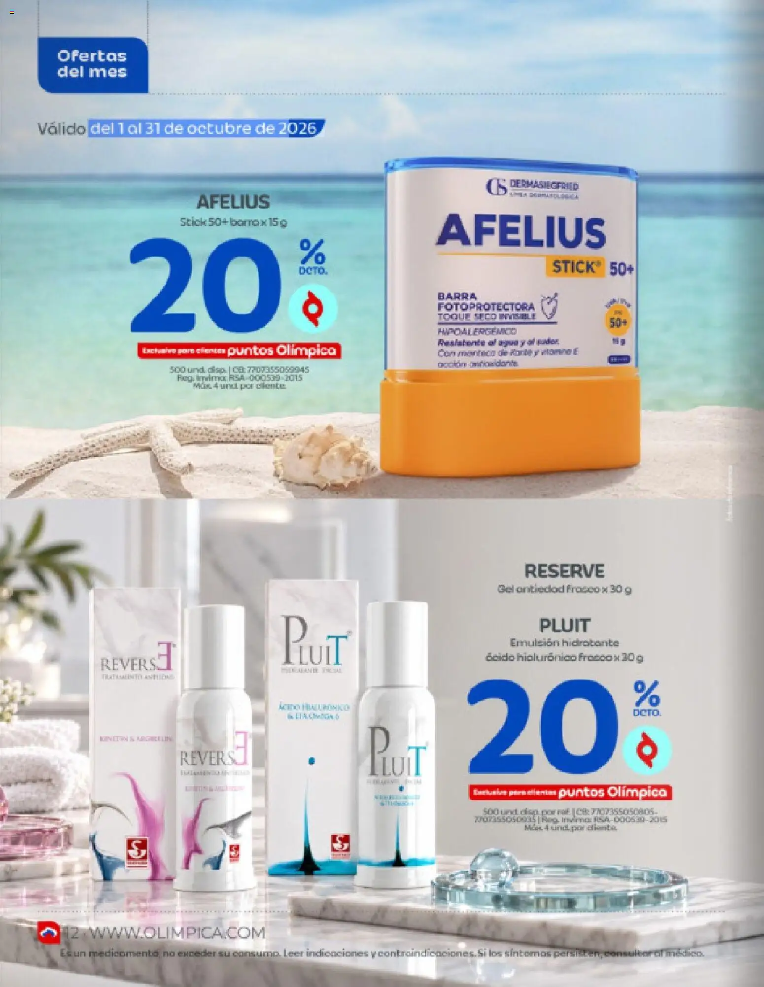 Olímpica revista - valida desde el 01/10/2026 | Página: 12 | Productos: Frasco, Emulsión