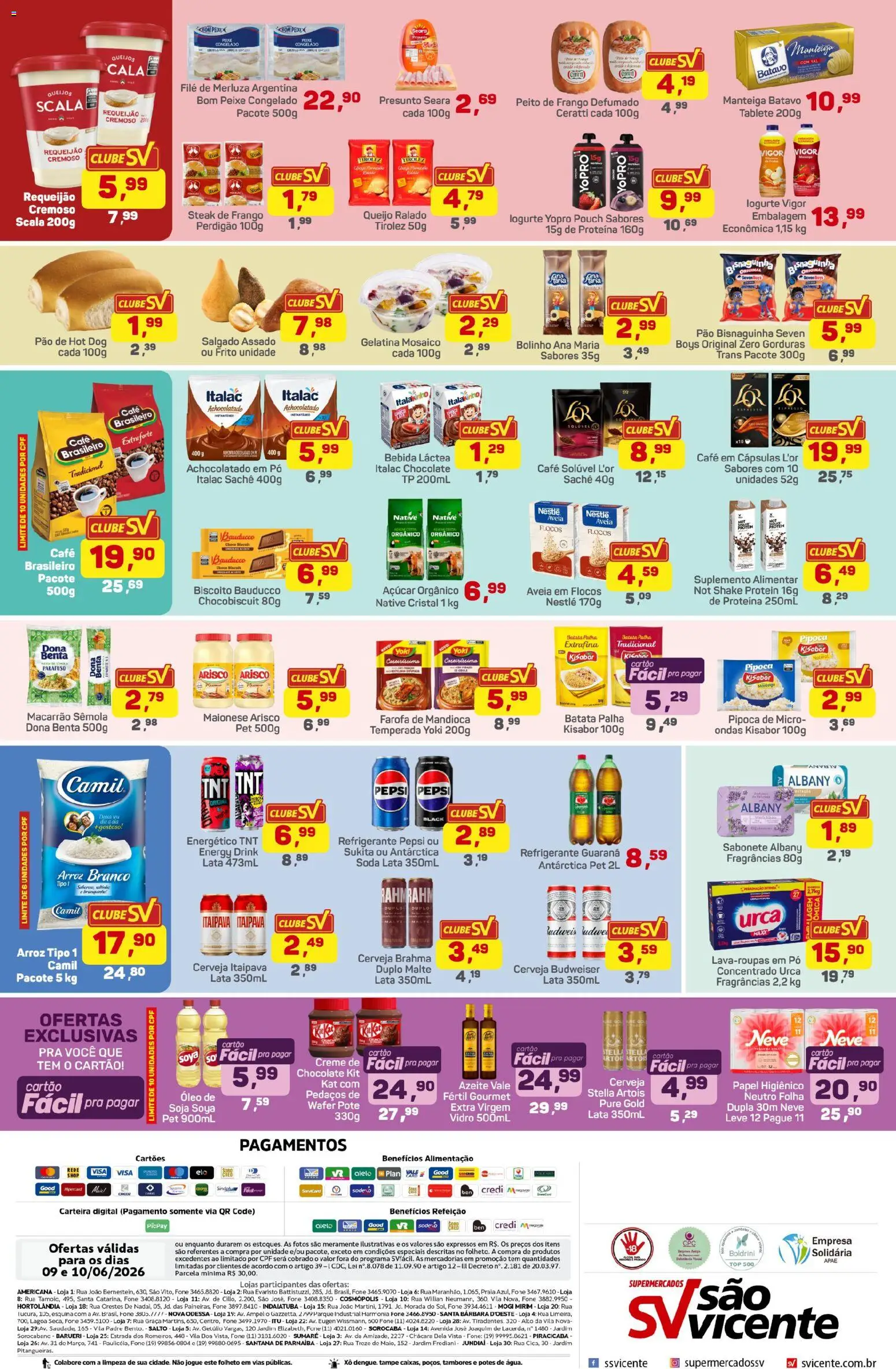 Supermercados São Vicente Folheto - válido de 09.06.2026 | Página: 2 | Produtos: Queijo, Sabonete, Açúcar, Peito de frango