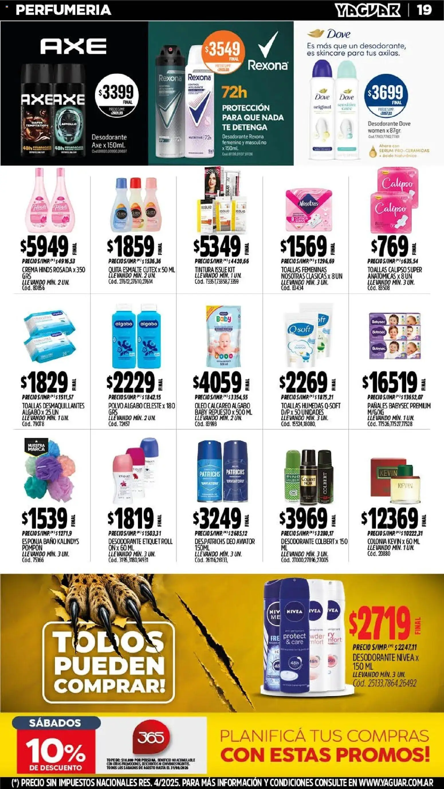 Yaguar - Oferta Semanal Córdoba │ válido desde el 03/08/2026 | Página: 20 | Productos: Toallas, Polvo, Esponja, Crema