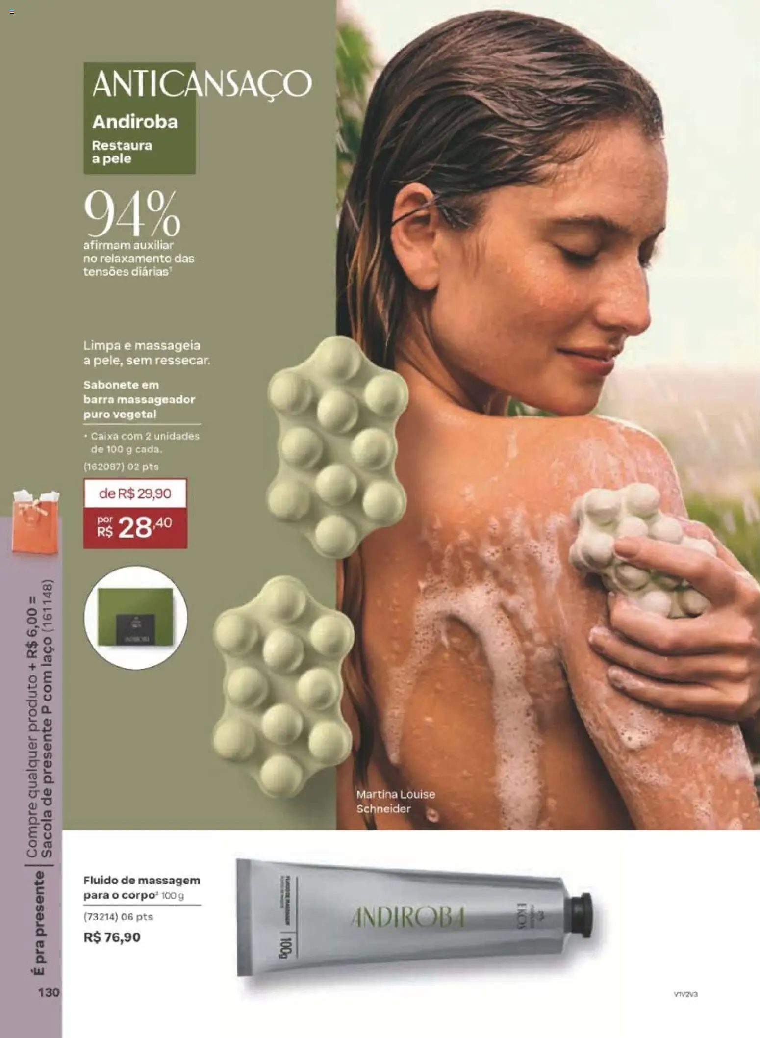 Natura Folheto - válido de 29/06/2026 | Página: 130 | Produtos: Caixa, Sabonete, Massageador