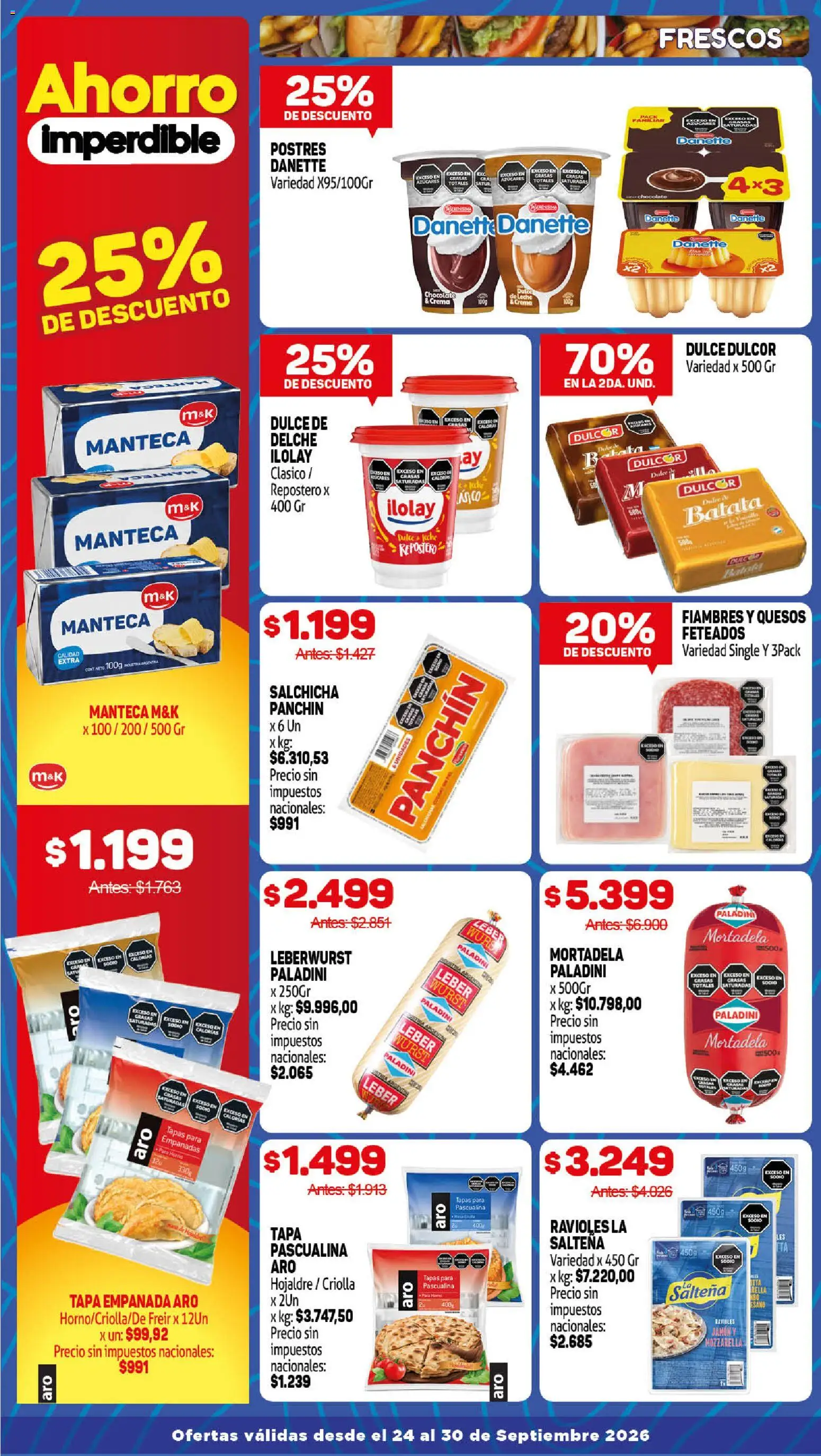 Makro Ofertas │ válido desde el 24/09/2026 | Página: 3 | Productos: Mortadela, Salchicha, Leche, Chocolate