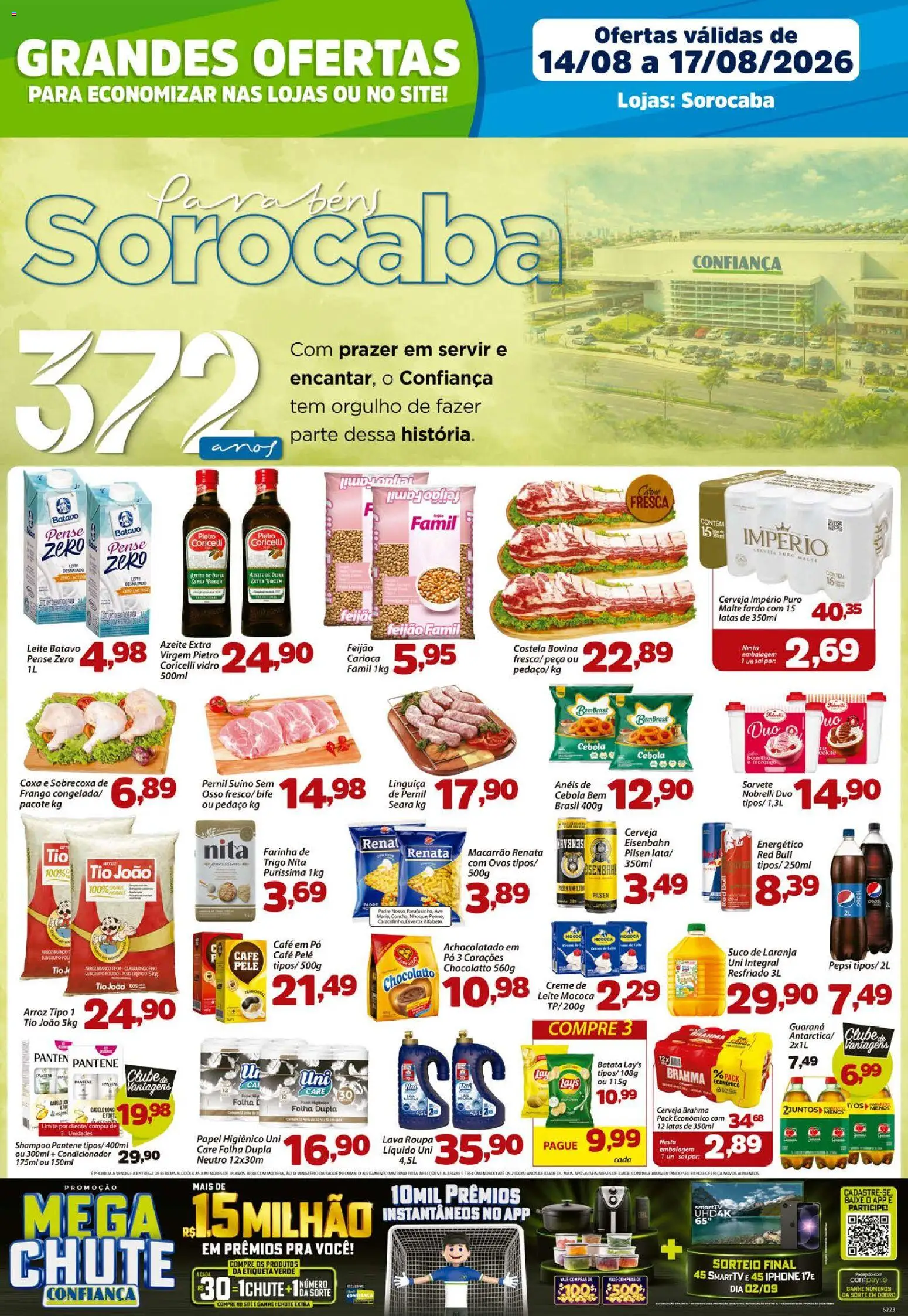 Confiança Folheto - válido de 14/08/2026 | Página: 1 | Produtos: Feijão, Pó, Pepsi, Azeite