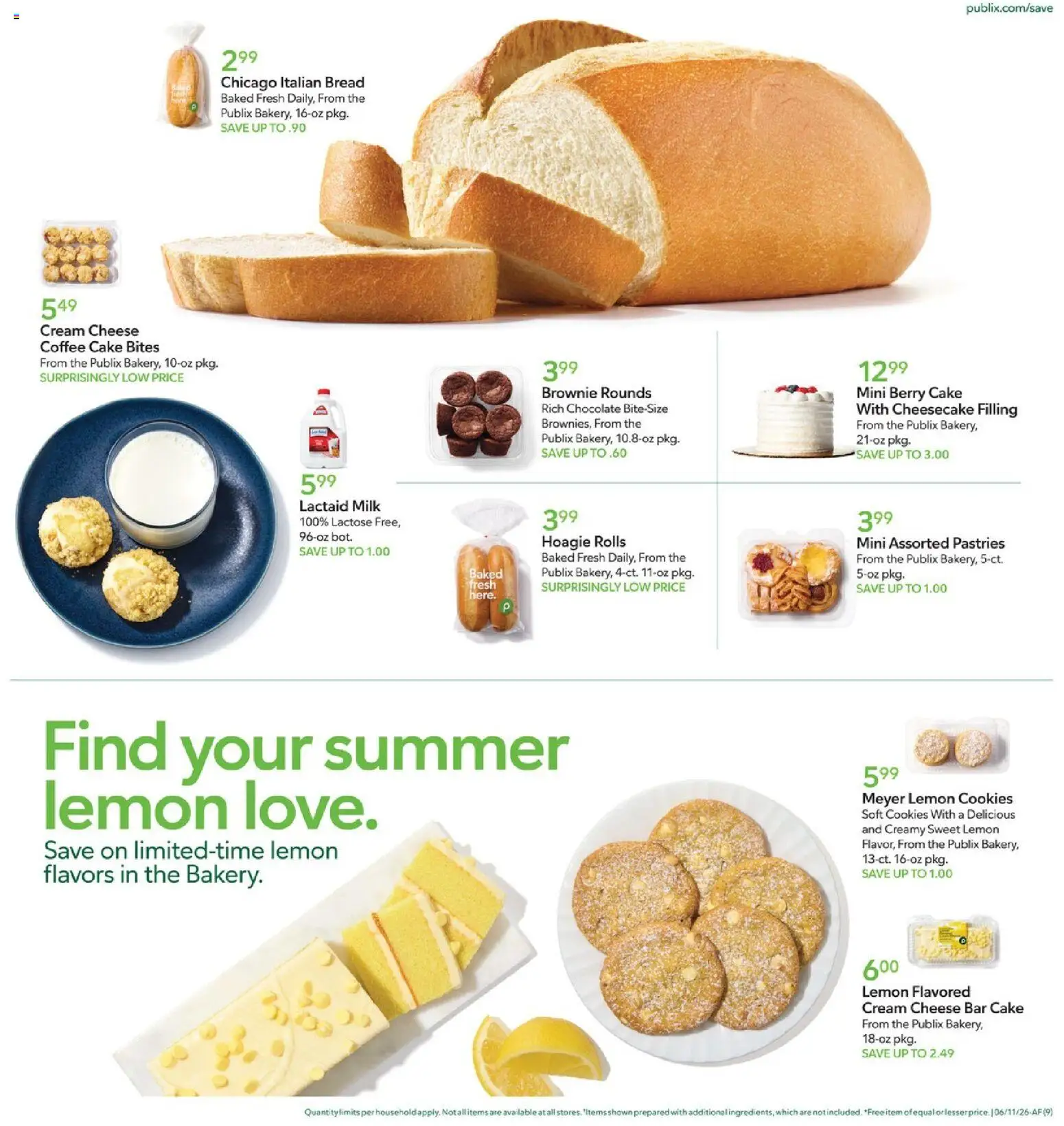 Publix Weekly Ad - valid from 10.06.2026 | Page: 9 | Products: Milk, Bread, Cream, Cheesecake