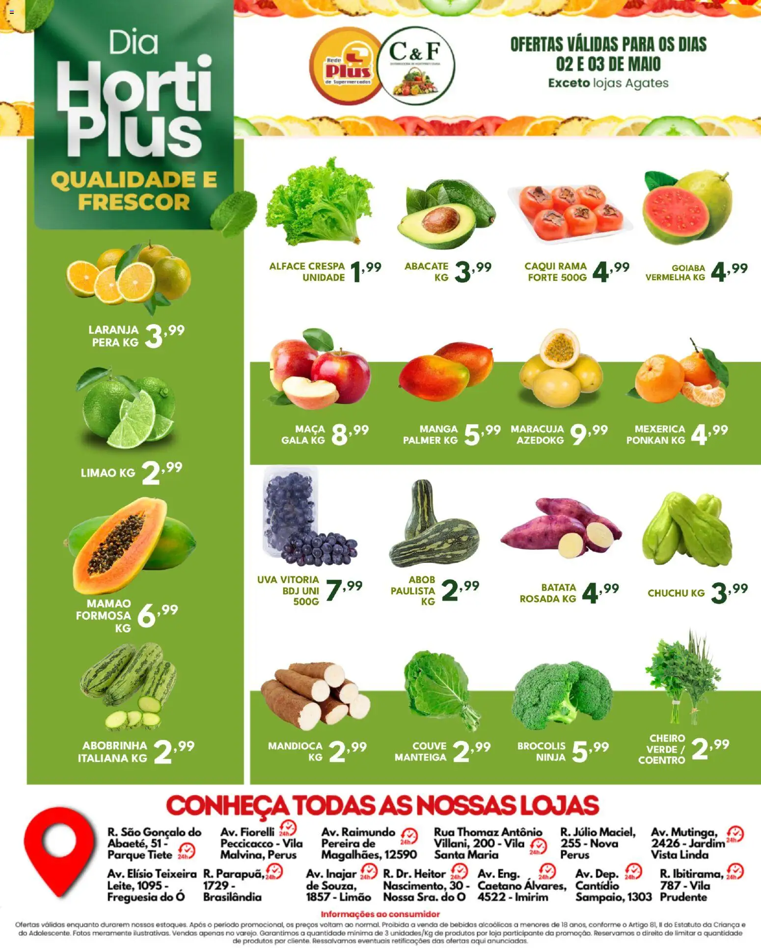 Rede Plus Supermercados Folheto - válido de 04.05.2026 | Página: 4 | Produtos: Maracujá, Mexerica, Mamão, Batata
