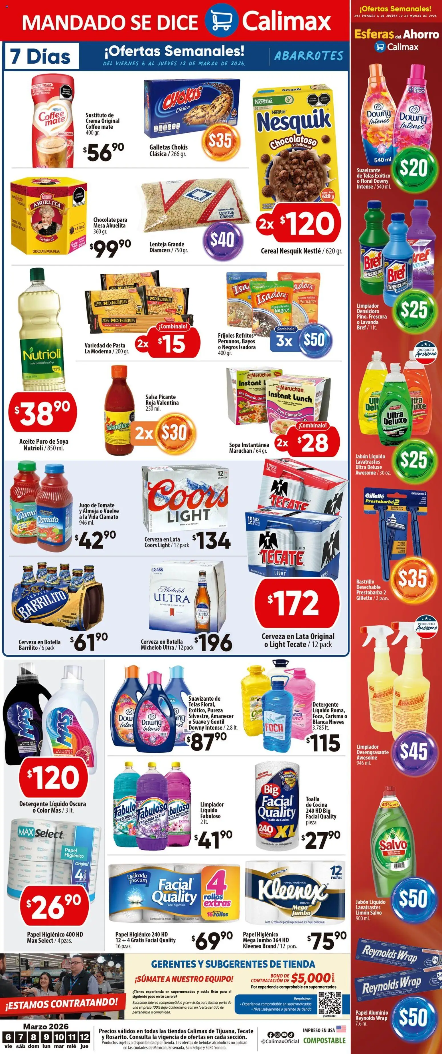 Nuevas ofertas de Calimax válidas en toda la República Mexicana desde el 06.03.2026. ¡Encuentra las mejores ofertas en Calimax folleto Rosarito! | Página: 6 | Productos: Jabón líquido, Crema, Galletas, Mate