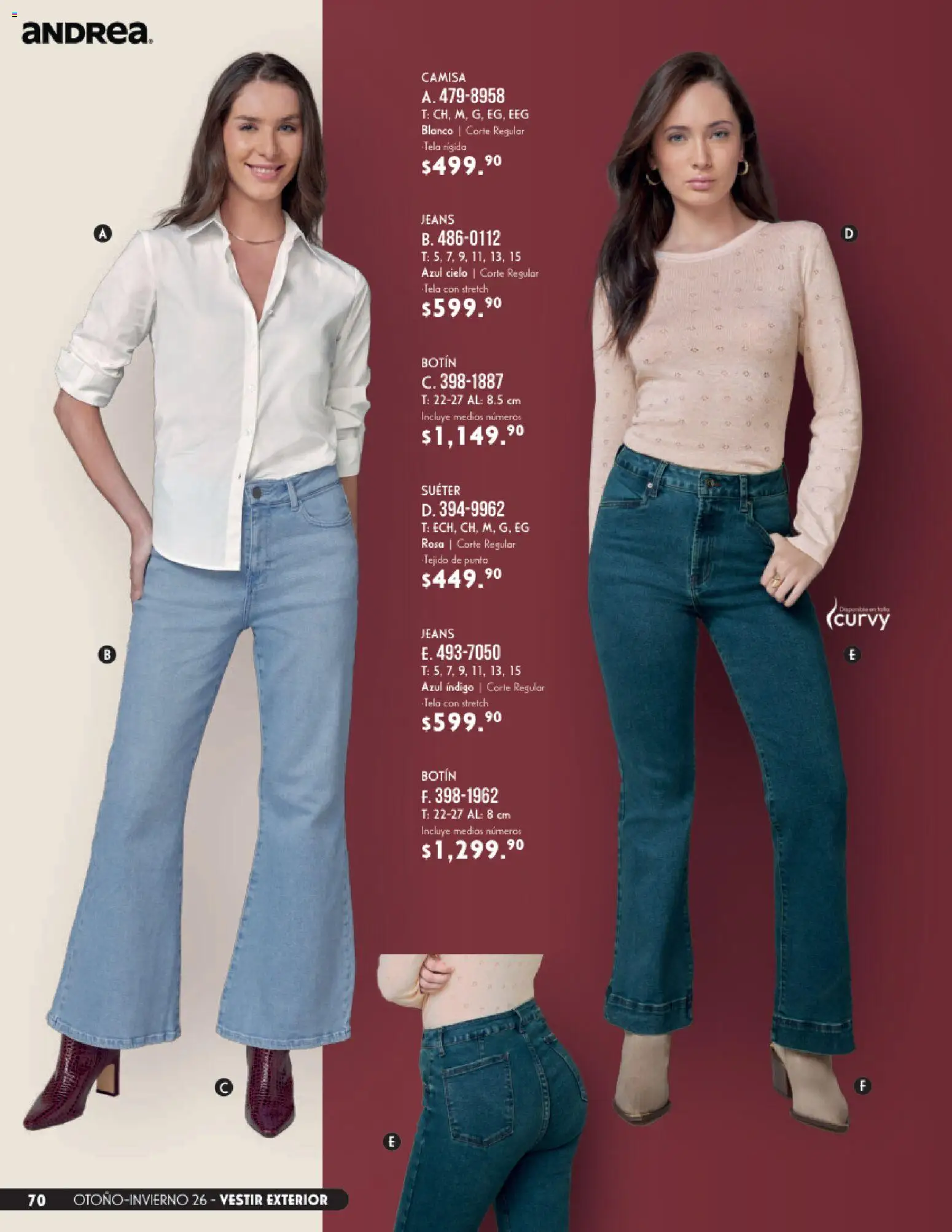 Nuevas ofertas de Andrea válidas en toda la República Mexicana desde el 23/08/2026. ¡Encuentra las mejores ofertas en Andrea catálogo Vestir! | Página: 70 | Productos: Suéter, Camisa, Botín