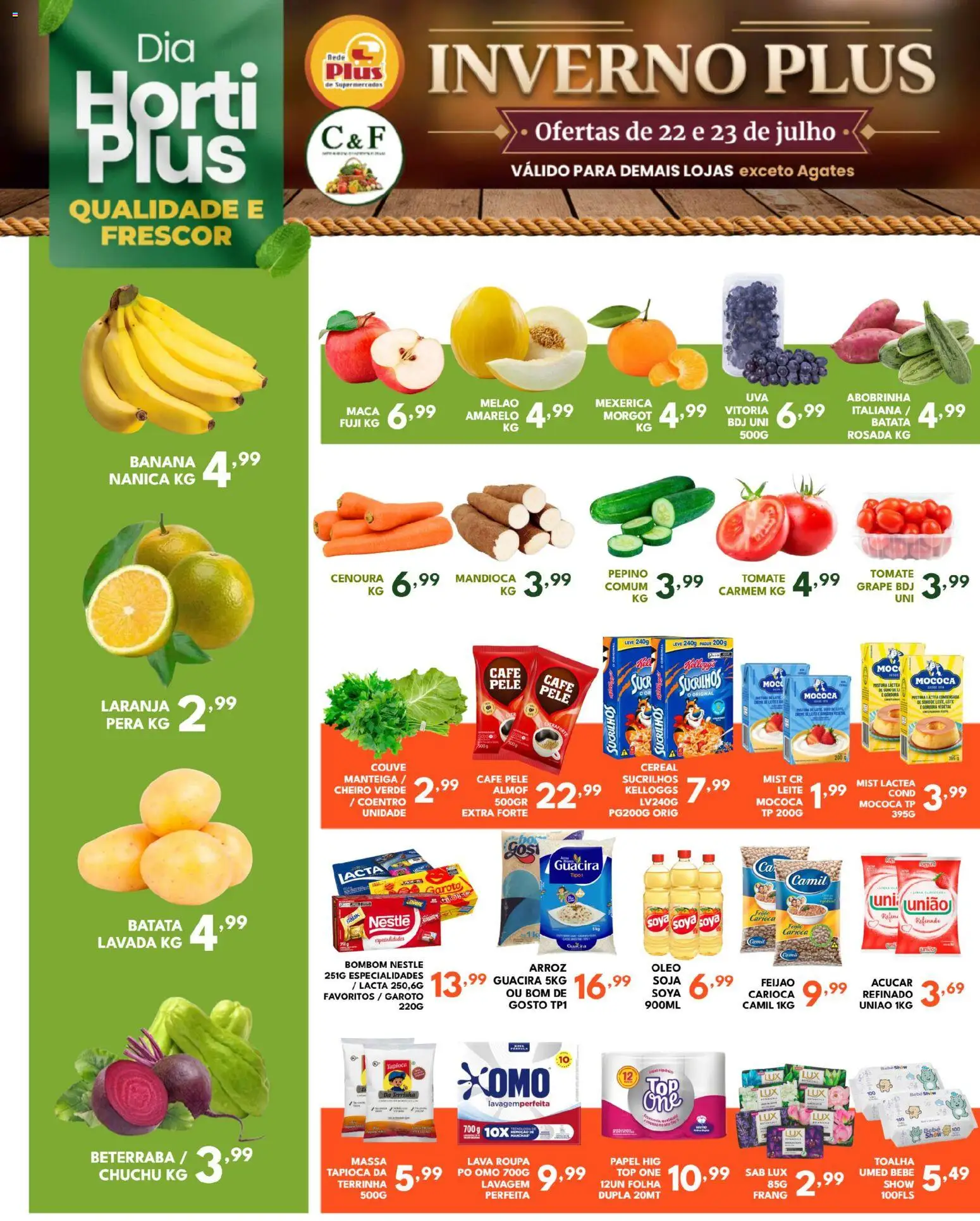 Rede Plus Supermercados Folheto - válido de 22/07/2026 | Página: 1 | Produtos: Pó, Cenoura, Sucrilhos, Batata