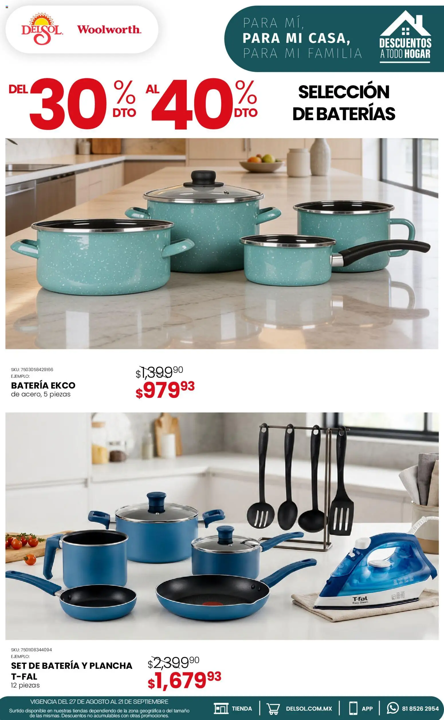 Nuevas ofertas de Del Sol y Woolworth válidas en toda la República Mexicana desde el 27/08/2026. ¡Encuentra las mejores ofertas en Del Sol y Woolworth catálogo! | Página: 15 | Productos: Plancha, Batería