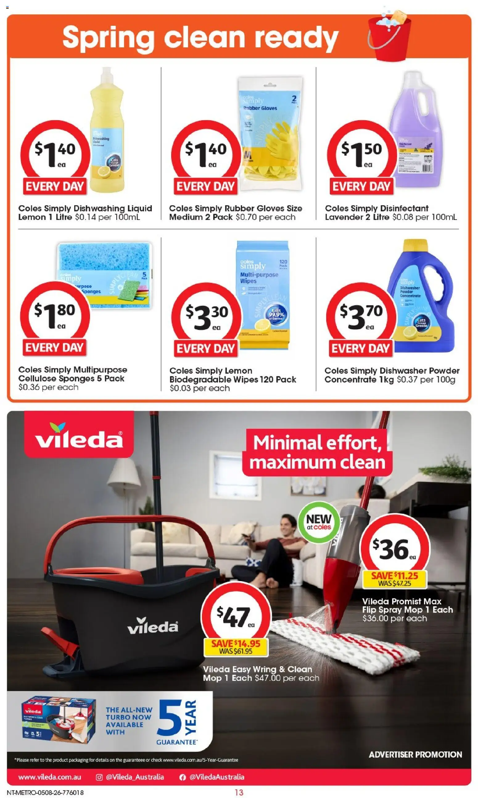 Coles catalogue - valid from 05/08/2026 | Page: 13 | Products: Powder, Lemon, Gloves, Multipurpose