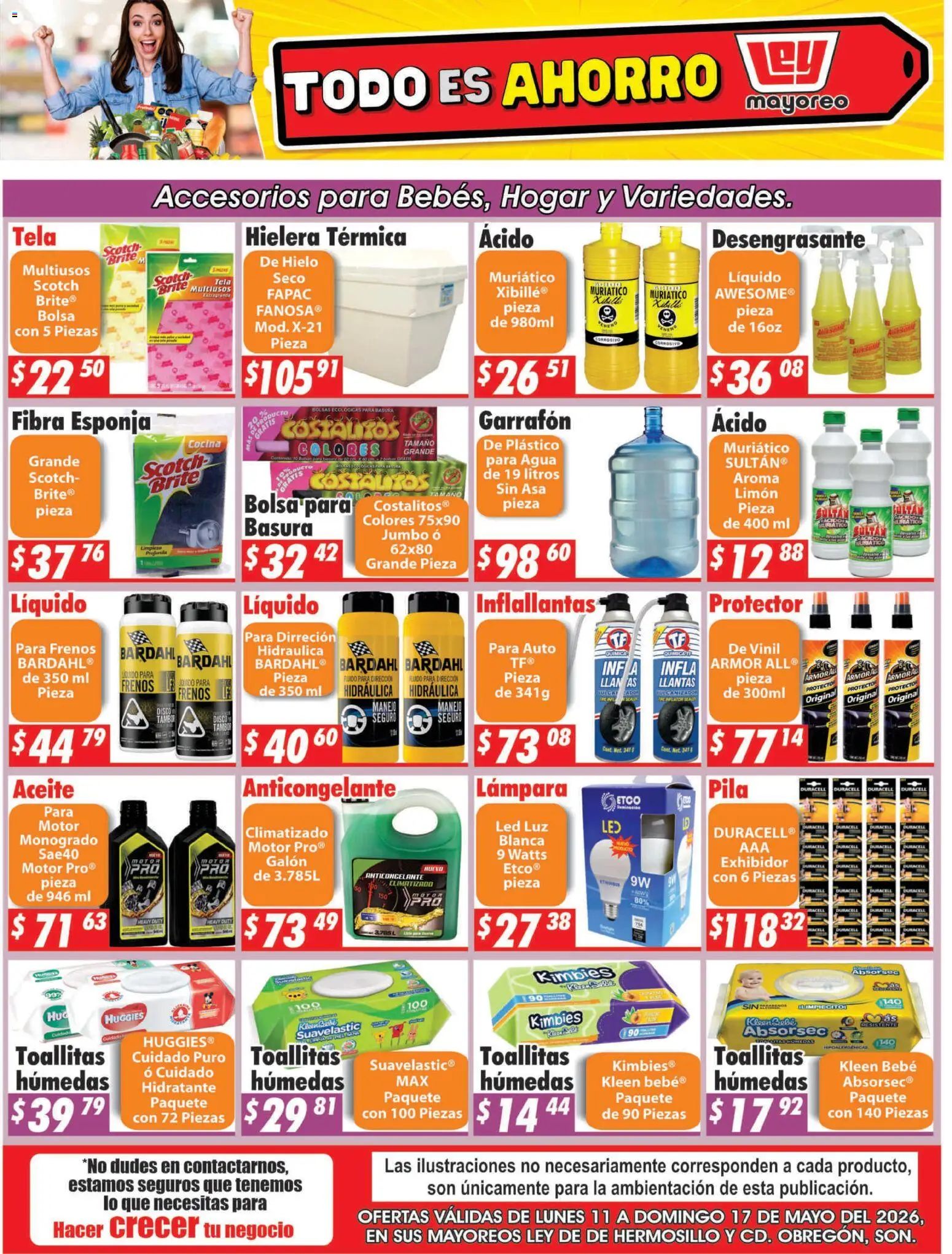 Nuevas ofertas de Casa Ley válidas en toda la República Mexicana desde el 11.05.2026. ¡Encuentra las mejores ofertas en Casa Ley folleto Hermosillo! | Página: 1 | Productos: Bolsa, Desengrasante, Cocina, Pila