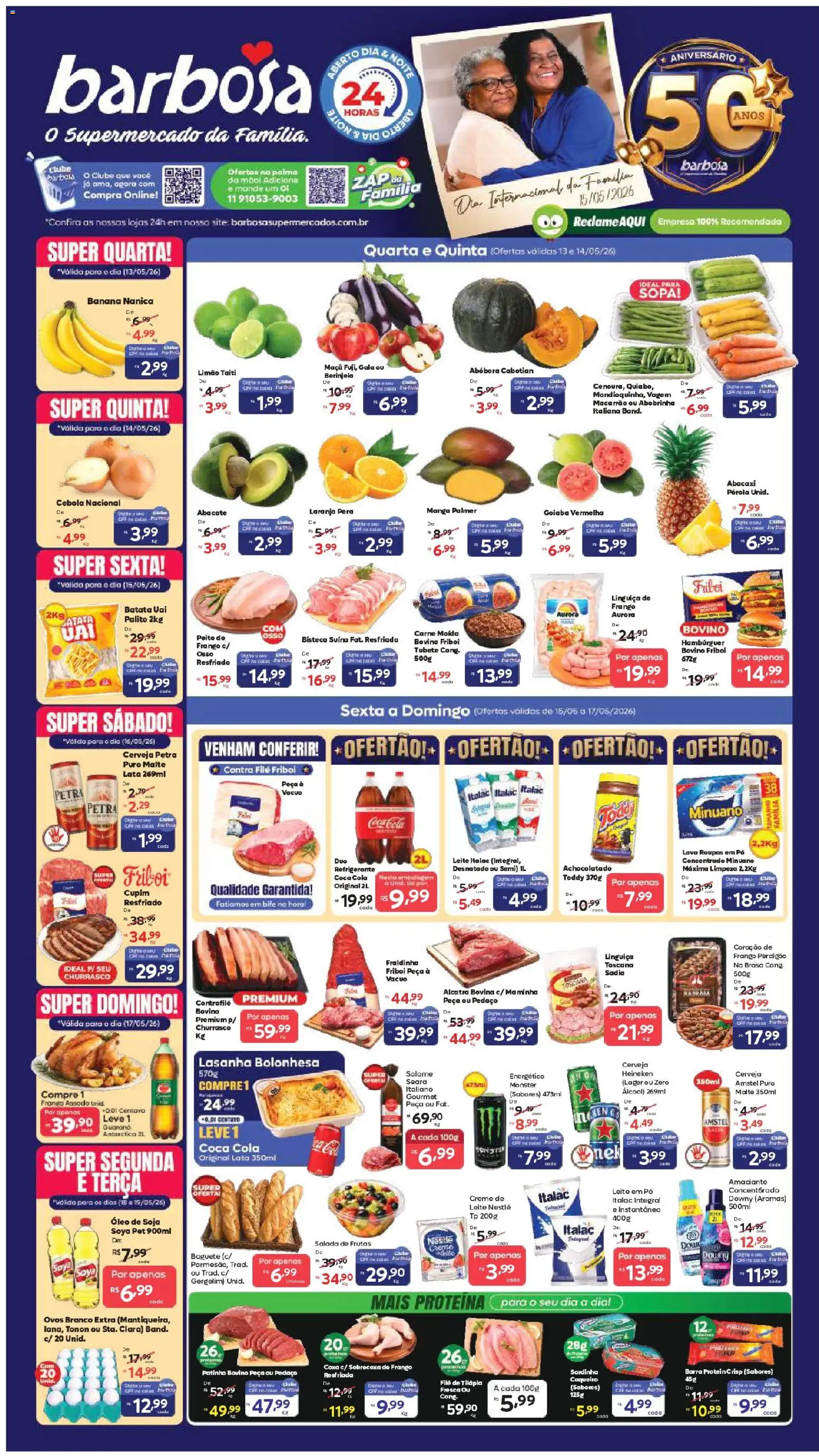 Barbosa Supermercados Folheto - válido de 13.05.2026 | Página: 1 | Produtos: Maminha, Carne, Abacaxi, Sardinha
