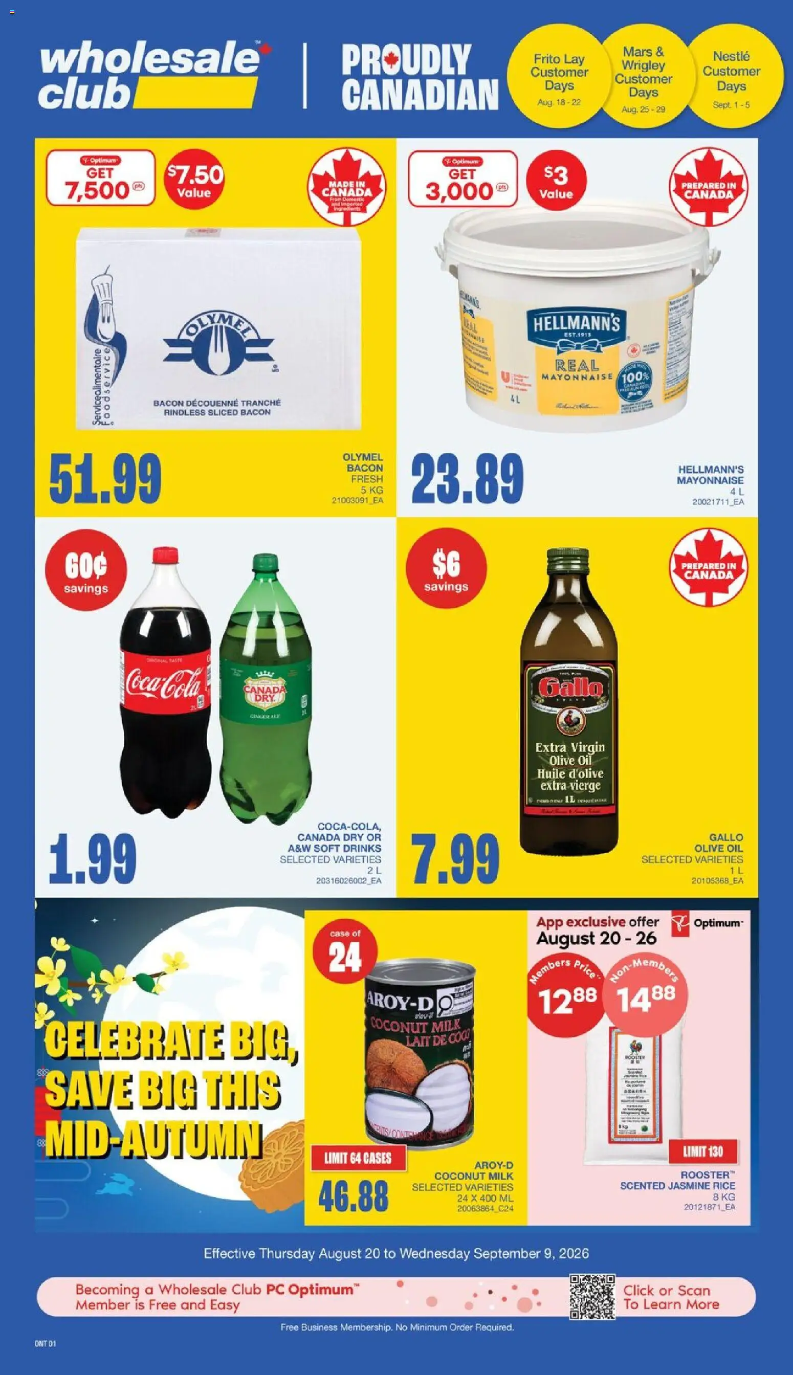 Wholesale Club flyer valid from Aug 20, 2026 | Page: 7 | Products: Jasmine rice, Ginger, Drinks, Extra virgin olive oil