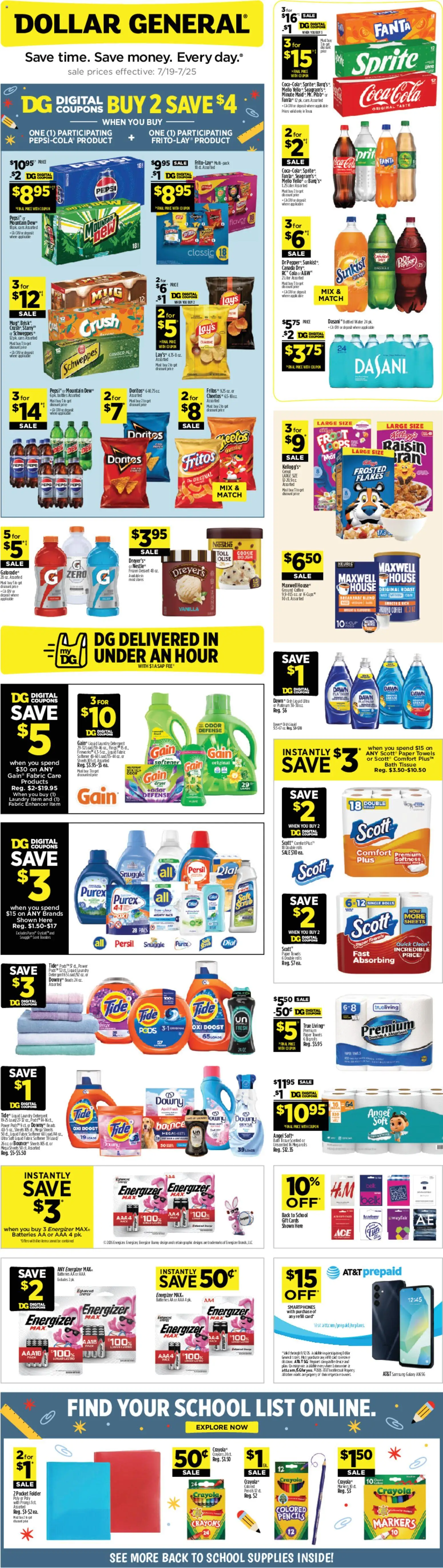 Dollar General Weekly Ad - TX - valid from 07/19/2026 | Page: 1 | Products: Bed, Bath, Flakes, Dryer