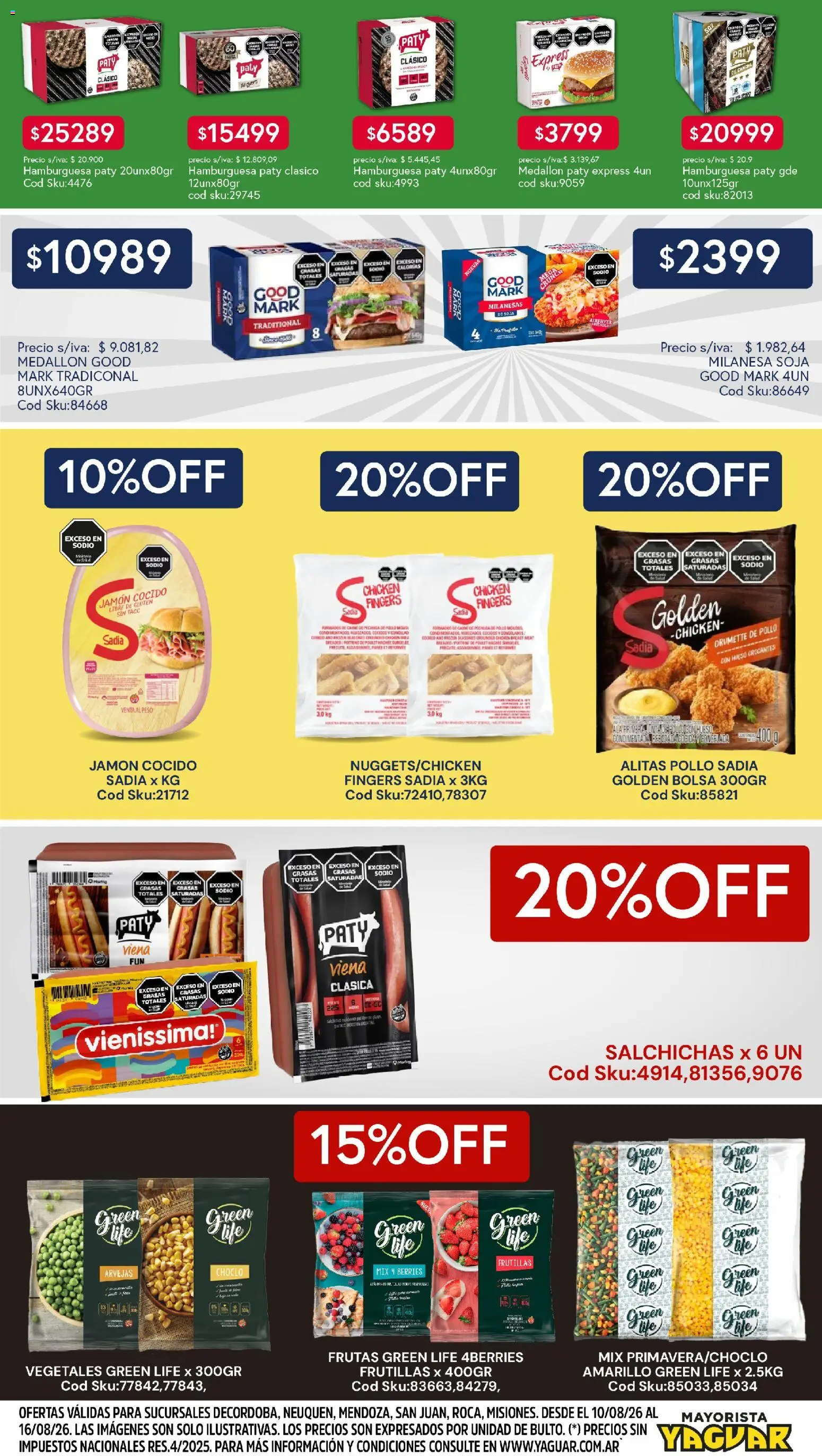 Yaguar - Aliados De Tu Bolsillo Córdoba │ válido desde el 10/08/2026 | Página: 4 | Productos: Milanesas, Peso, Choclo, Salchichas