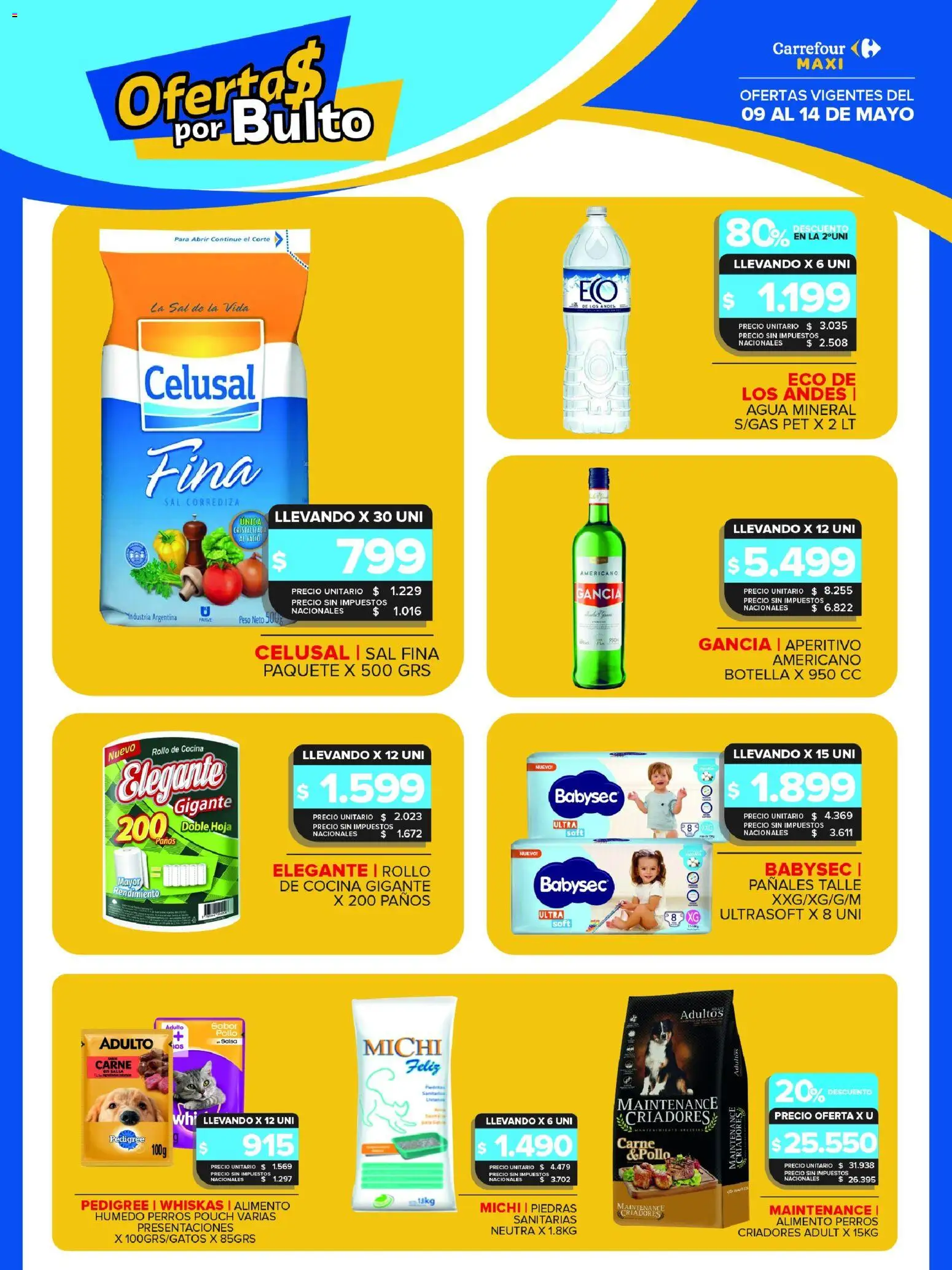 Carrefour Maxi - BEBIDAS │ válido desde el 09.05.2026 | Página: 9 | Productos: Pollo, Sal, Agua, Pañales