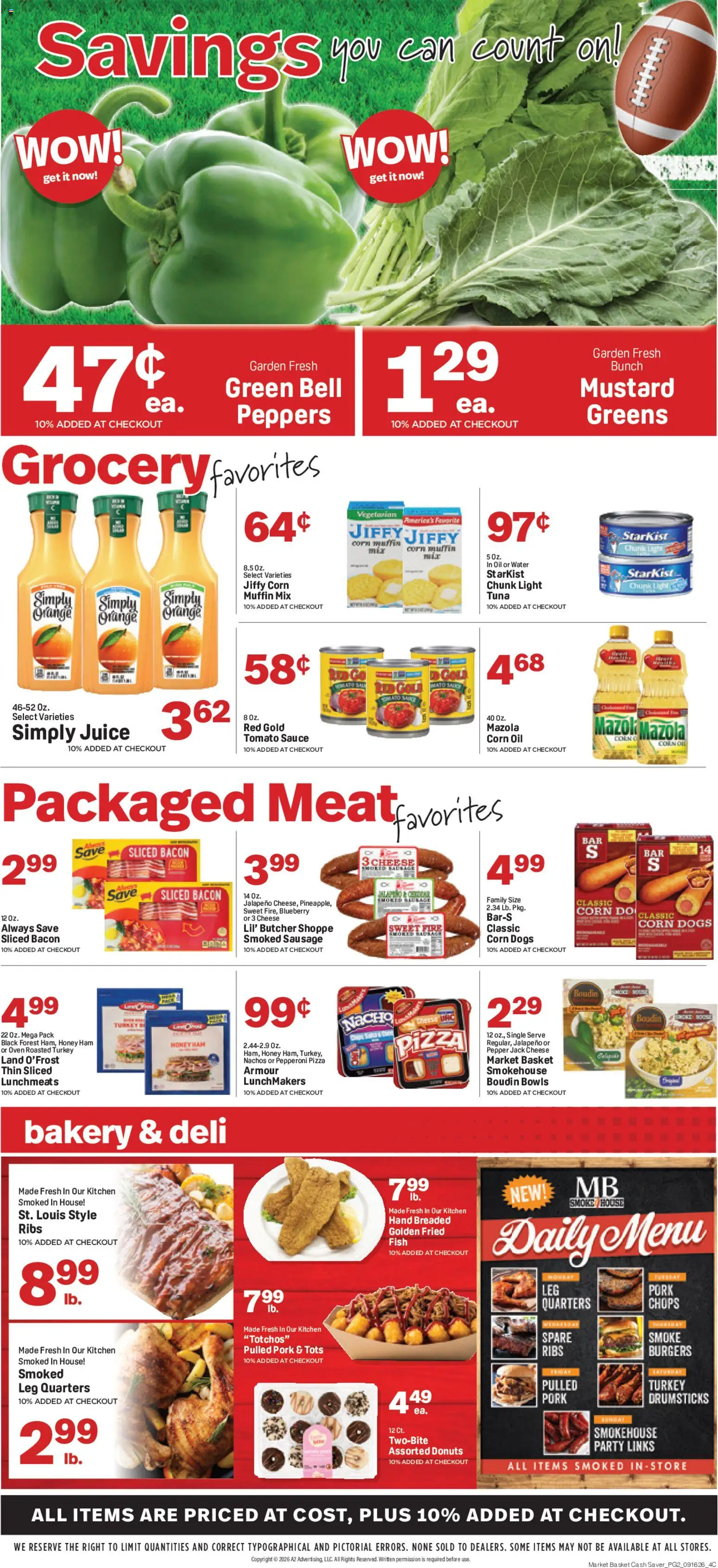 Market Basket Cash Saver Weekly Ad - valid from 09/16/2026 | Page: 2 | Products: Pork, Water, Drumsticks, Muffin