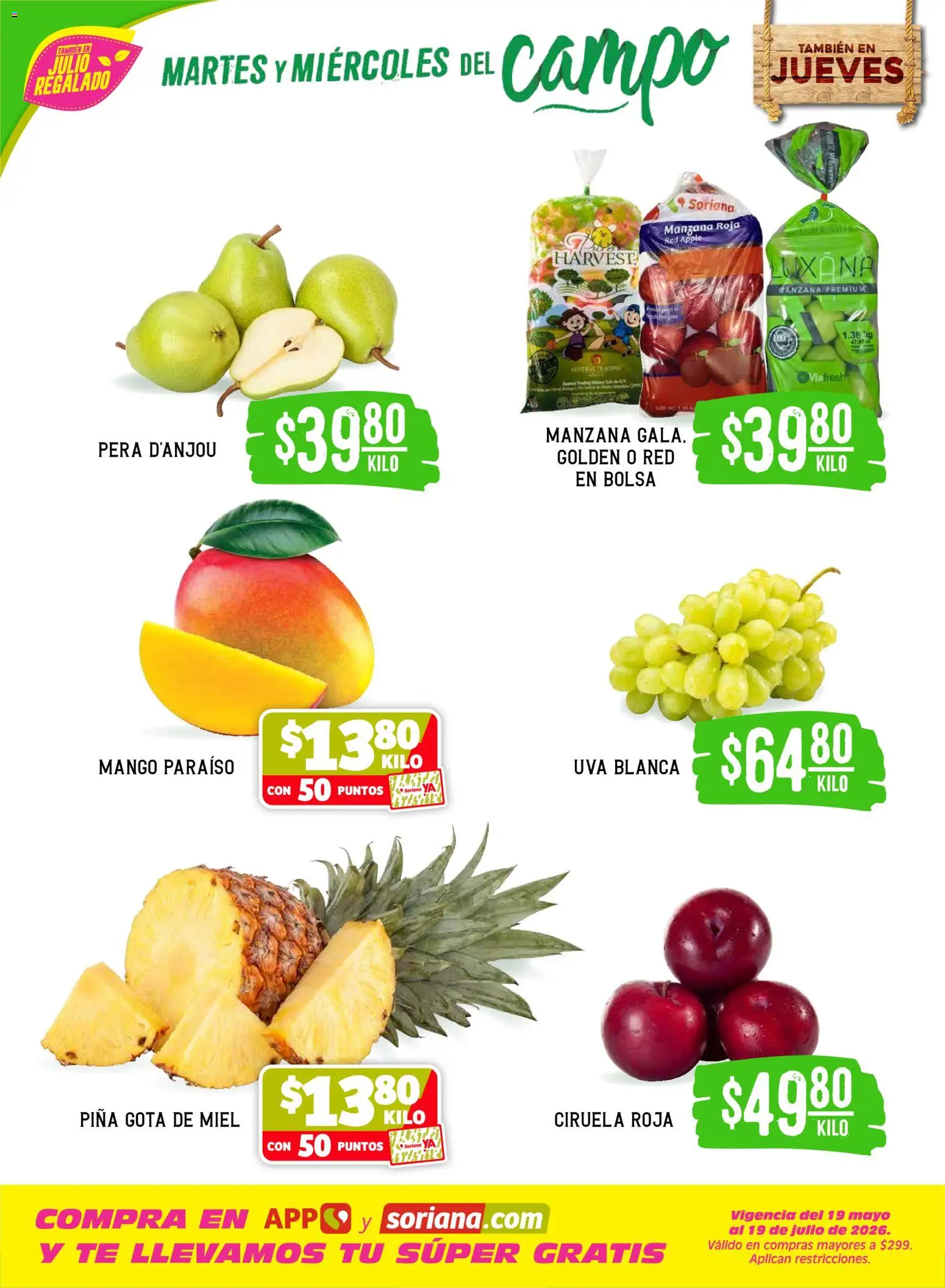 Nuevas ofertas de Soriana válidas en toda la República Mexicana desde el 09.06.2026. ¡Encuentra las mejores ofertas en Soriana Martes y Miércoles del Campo Súper: Juárez! | Página: 2 | Productos: Pera, Uva, Piña, Té