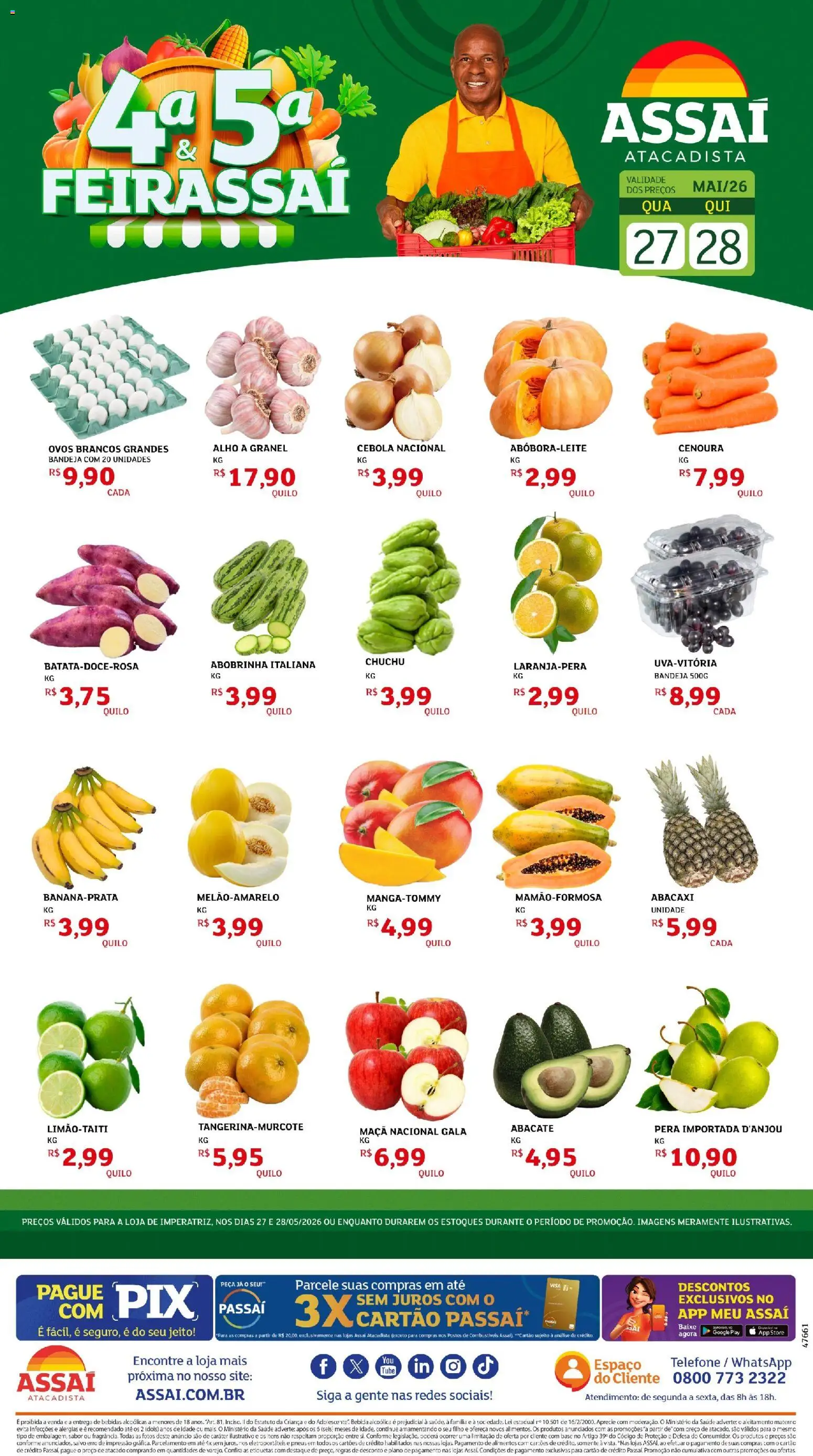 Assaí Atacadista Folheto - válido de 27.05.2026 | Página: 1 | Produtos: Ovos, Base, Abacaxi, Bandeja