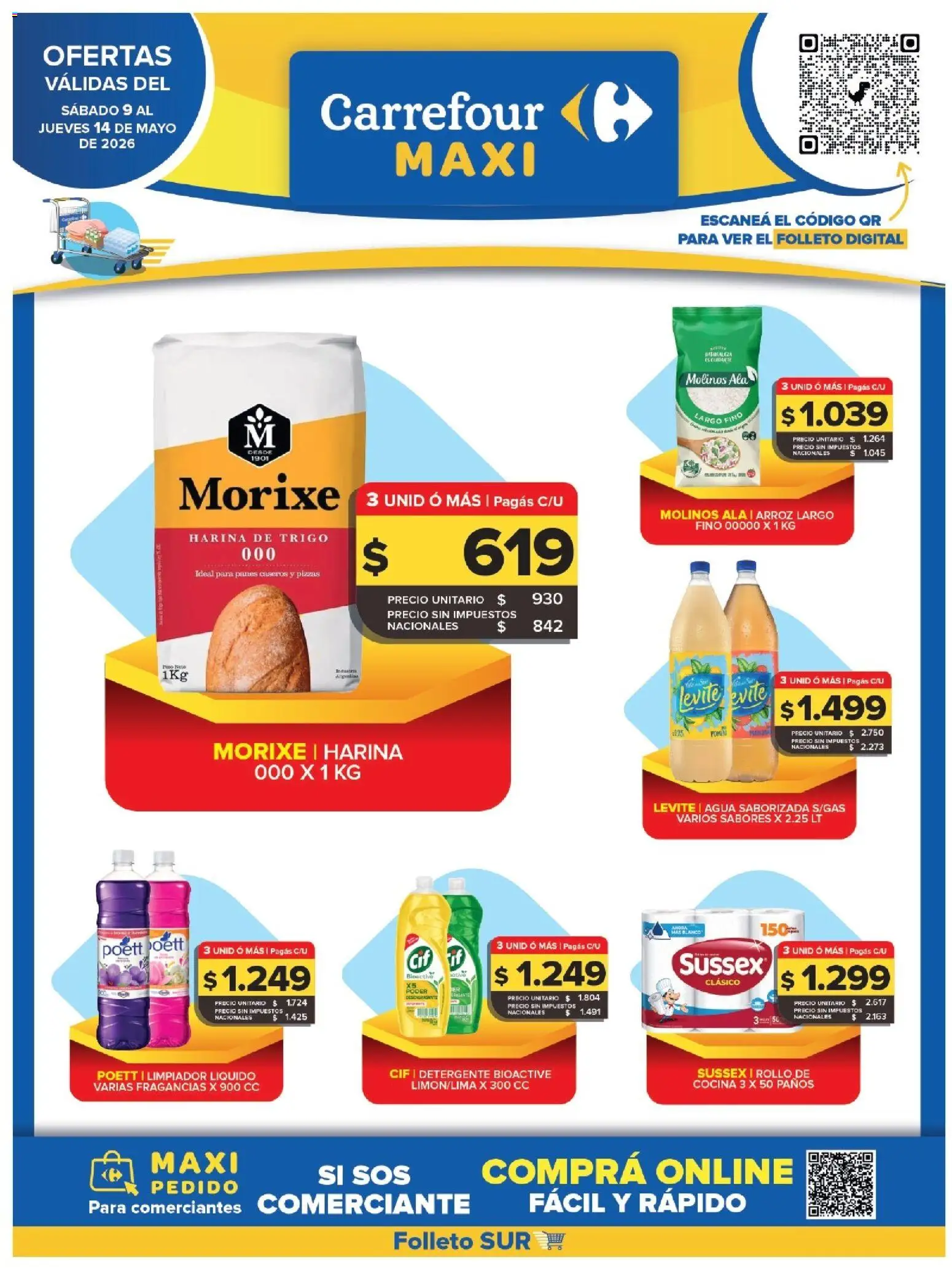 Carrefour Maxi - BEBIDAS │ válido desde el 09.05.2026 | Página: 11 | Productos: Harina, Agua saborizada, Arroz, Limpiador