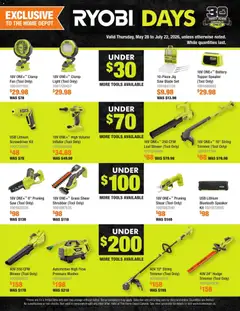 Preview of Home Depot flyer - Ryobi Days from shop Home Depot valid from 28.05.2026 | Page: 3 | Products: Speaker, Fan, Battery