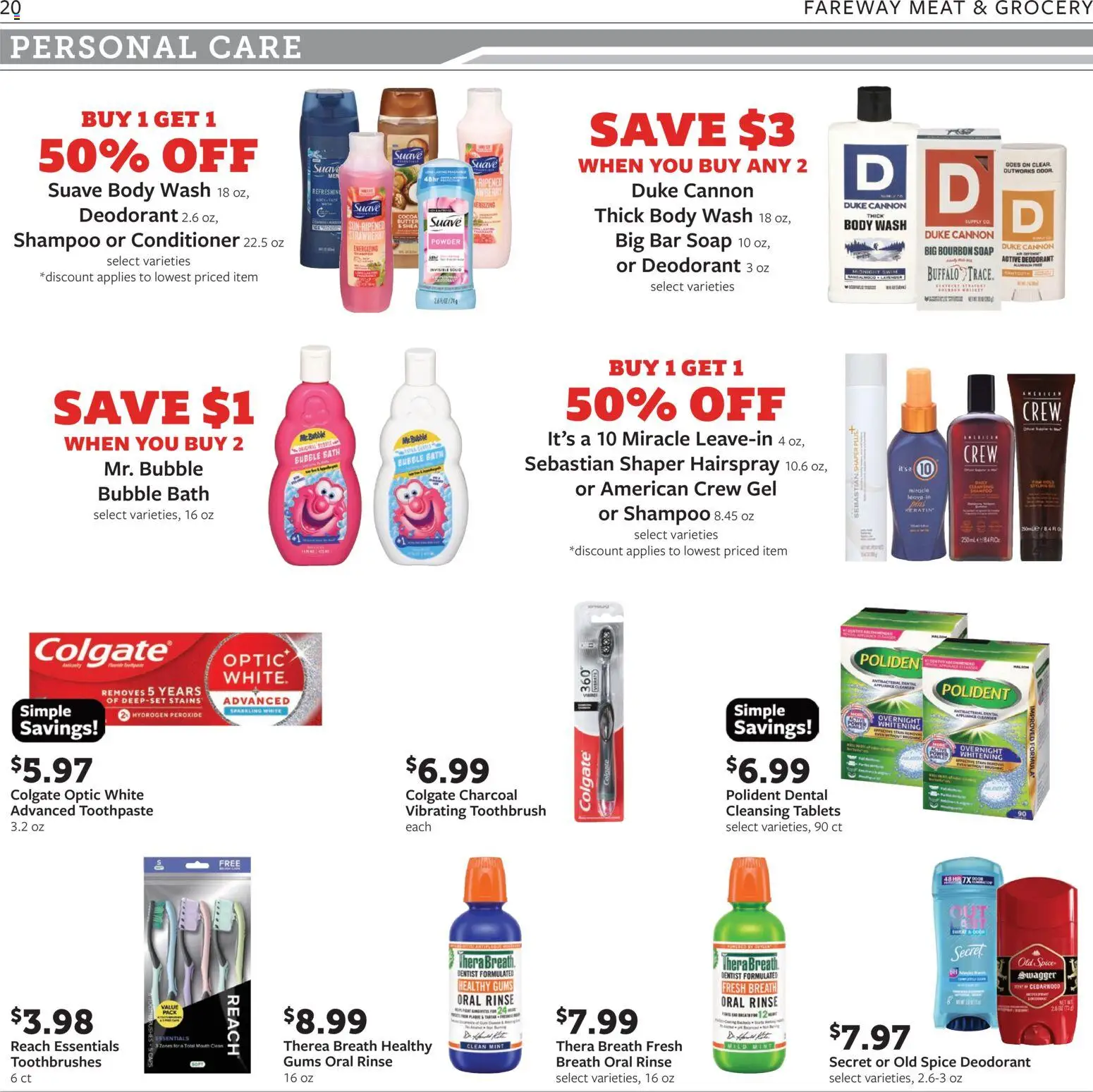 Fareway Weekly Ad - valid from 08/10/2026 | Page: 20 | Products: Bath, Conditioner, Soap, Bar Soap