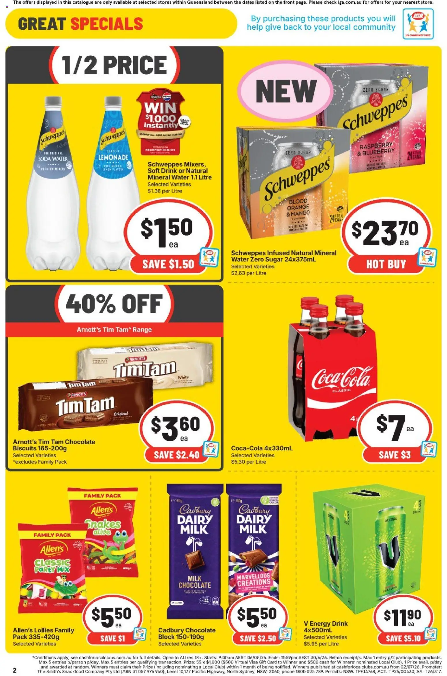 IGA catalogue - valid from 03.06.2026 | Page: 2 | Products: Energy drink, Ham, Water, Mango