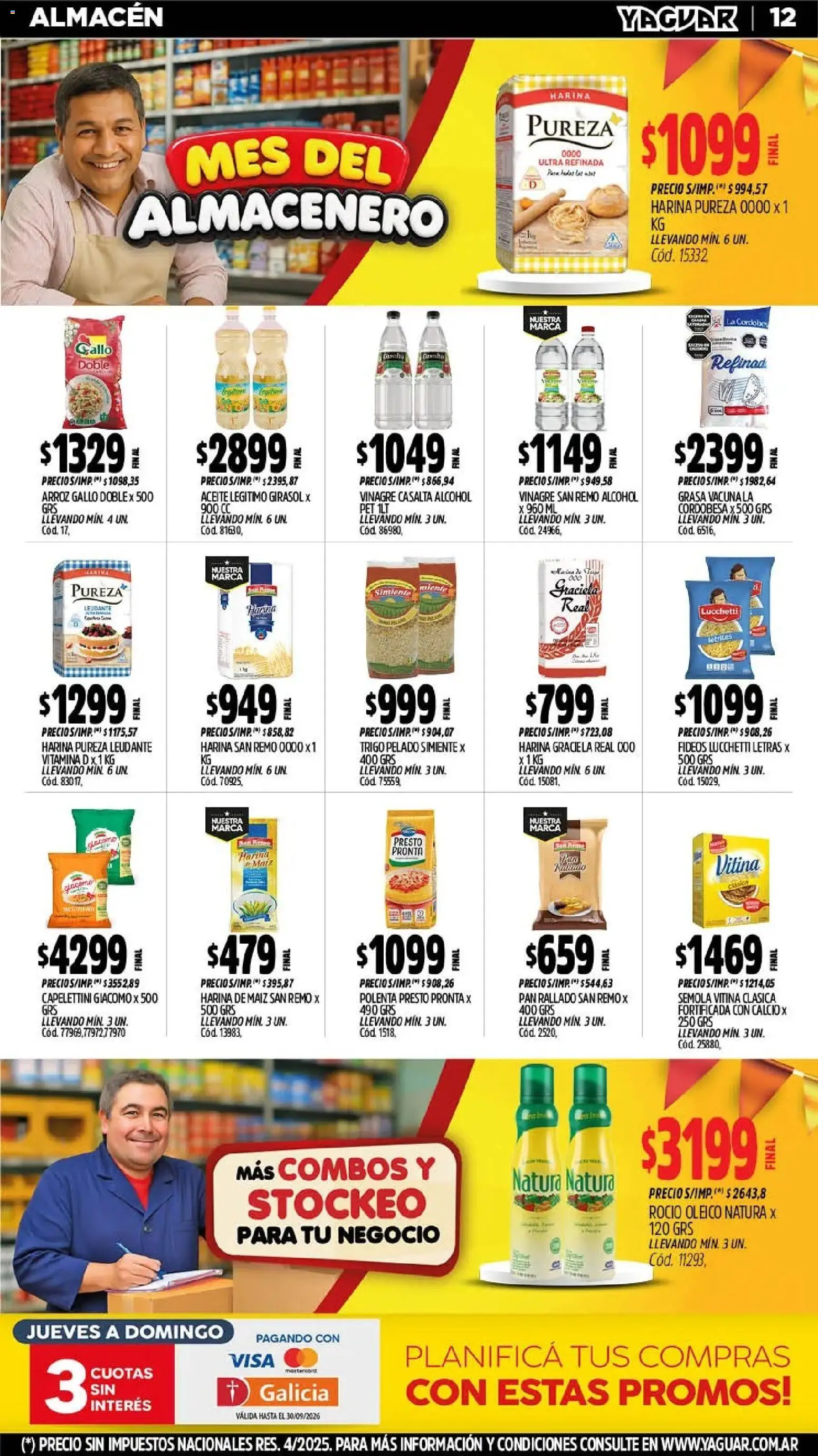 Yaguar - Oferta Semanal San Juan │ válido desde el 28/09/2026 | Página: 12 | Productos: Aceite, Vinagre, Alcohol, Arroz