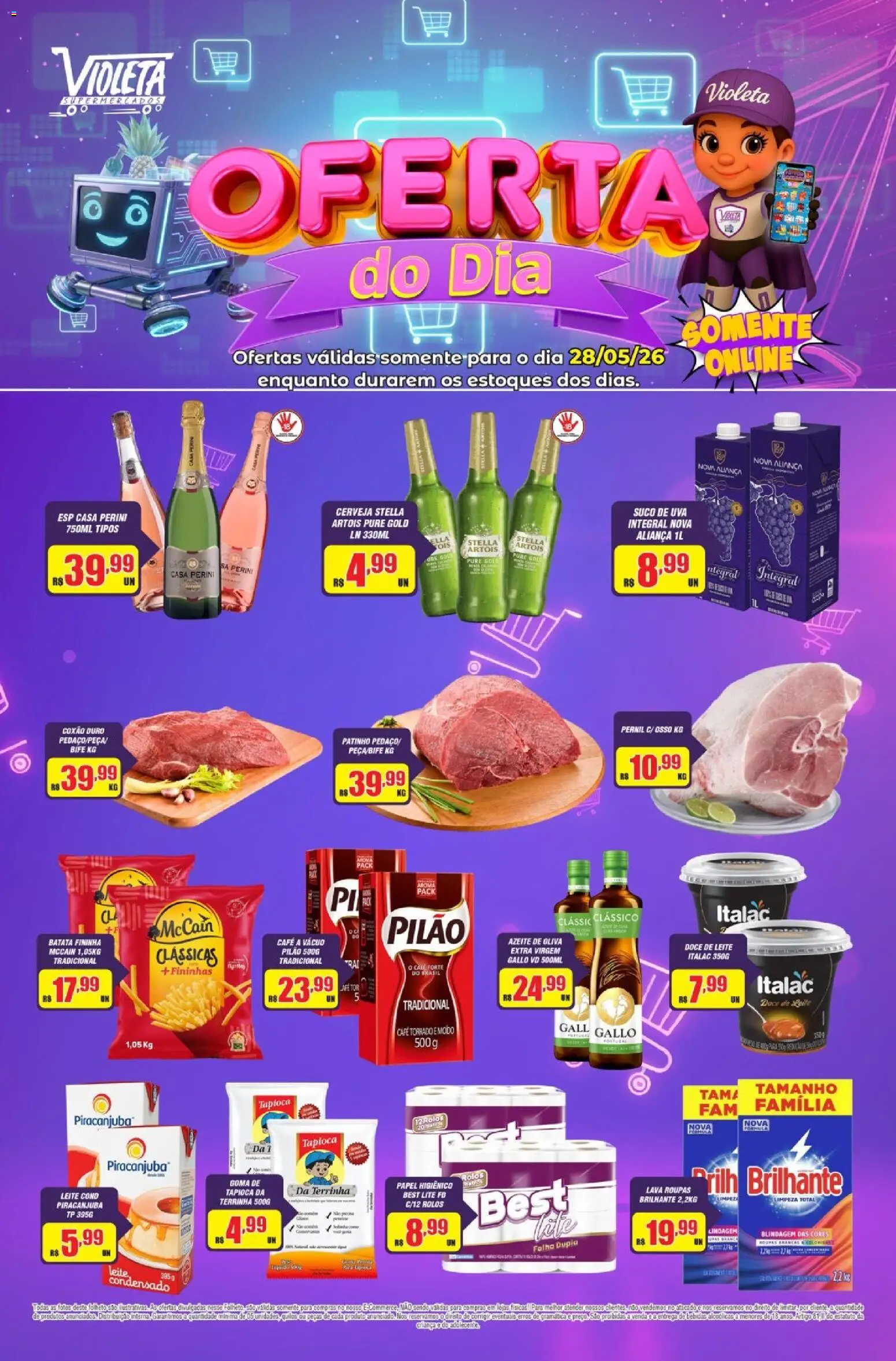 Violeta Supermercados Folheto - válido de 28.05.2026 | Página: 1 | Produtos: Tapioca, Pernil, Café, Batata