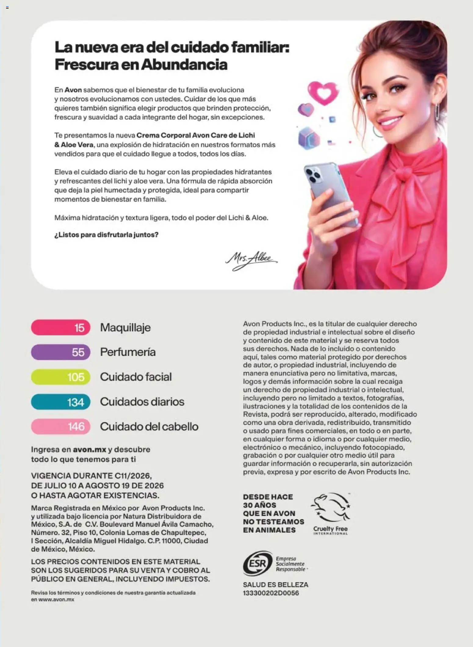 Nuevas ofertas de AVON válidas en toda la República Mexicana desde el 10/07/2026. ¡Encuentra las mejores ofertas en AVON campaña 11 2026! | Página: 13 | Productos: Crema, Té, Maquillaje, Sobre