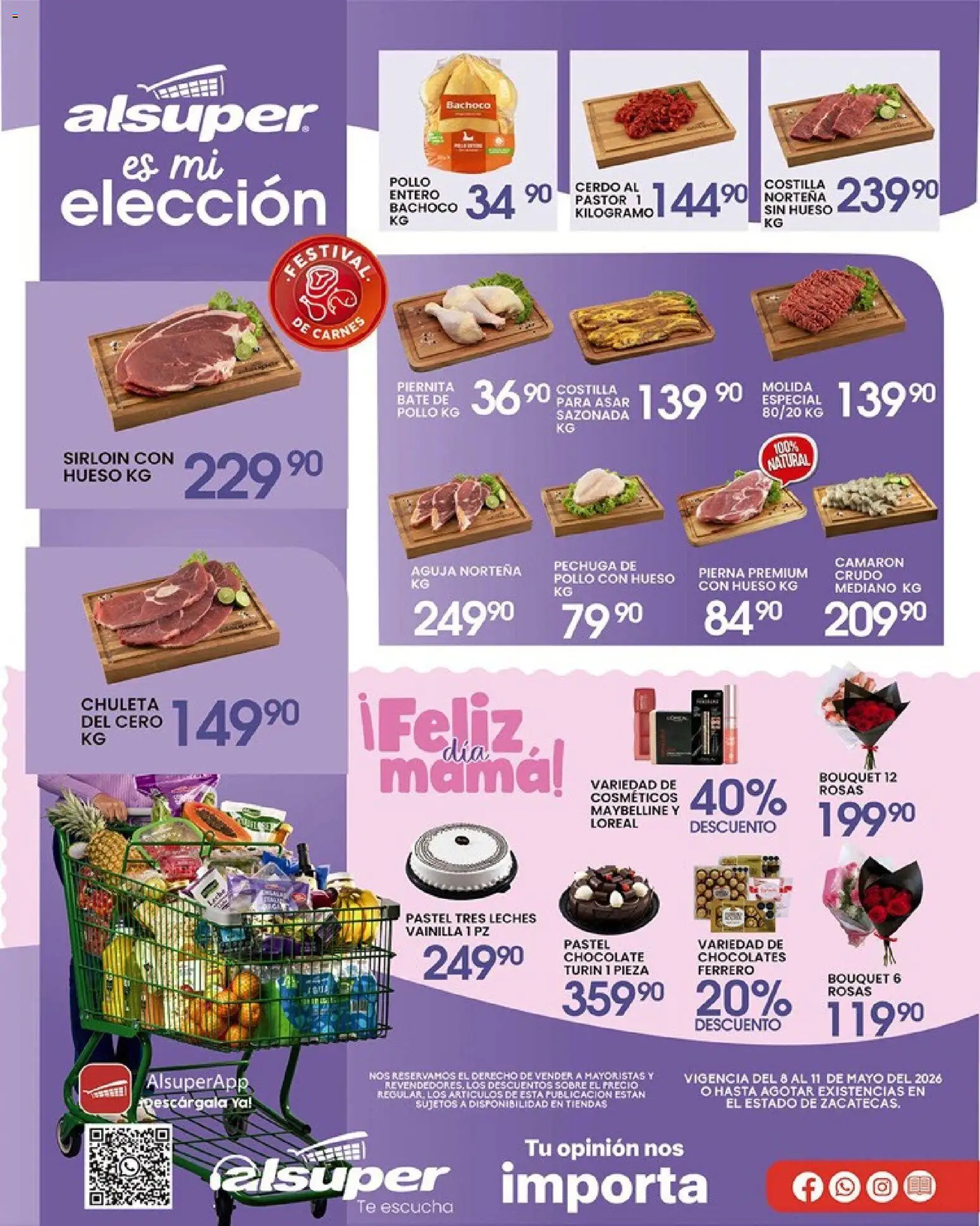 Nuevas ofertas de Alsuper válidas en toda la República Mexicana desde el 08.05.2026. ¡Encuentra las mejores ofertas en Alsuper folleto Calera! | Página: 1 | Productos: Pollo, Cerdo, Té, Sobre