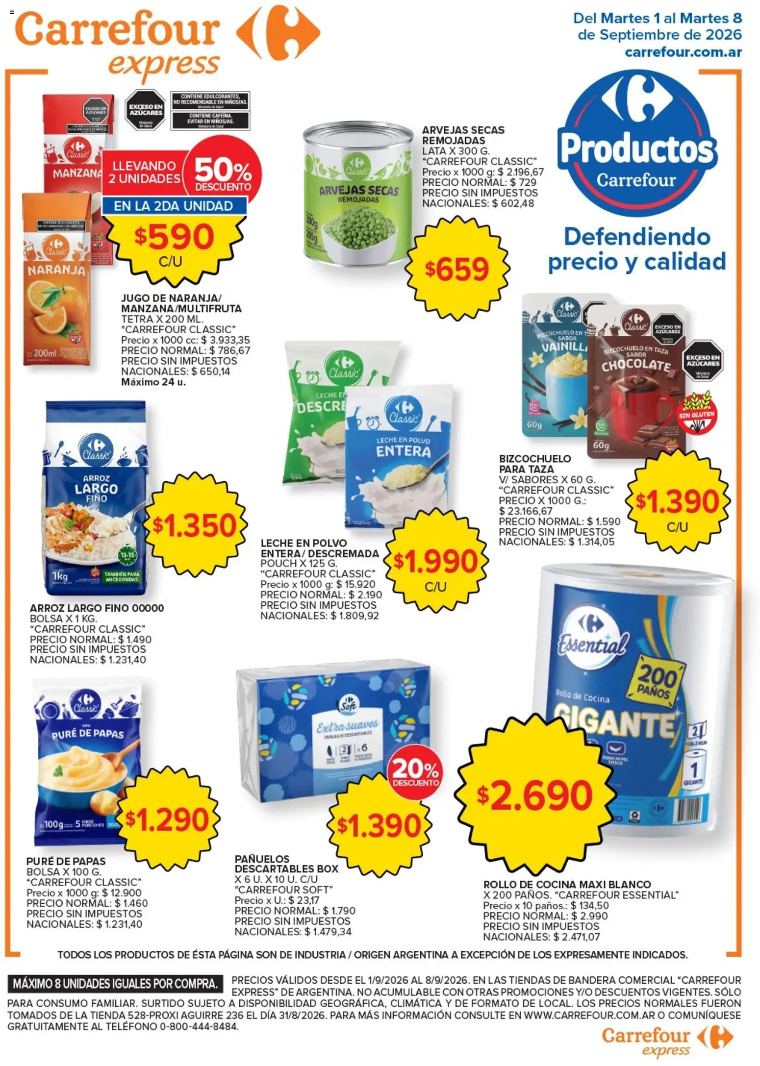 Carrefour Express - Catálogo │ válido desde el 01/09/2026 | Página: 4 | Productos: Bolsa, Cocina, Arvejas, Leche