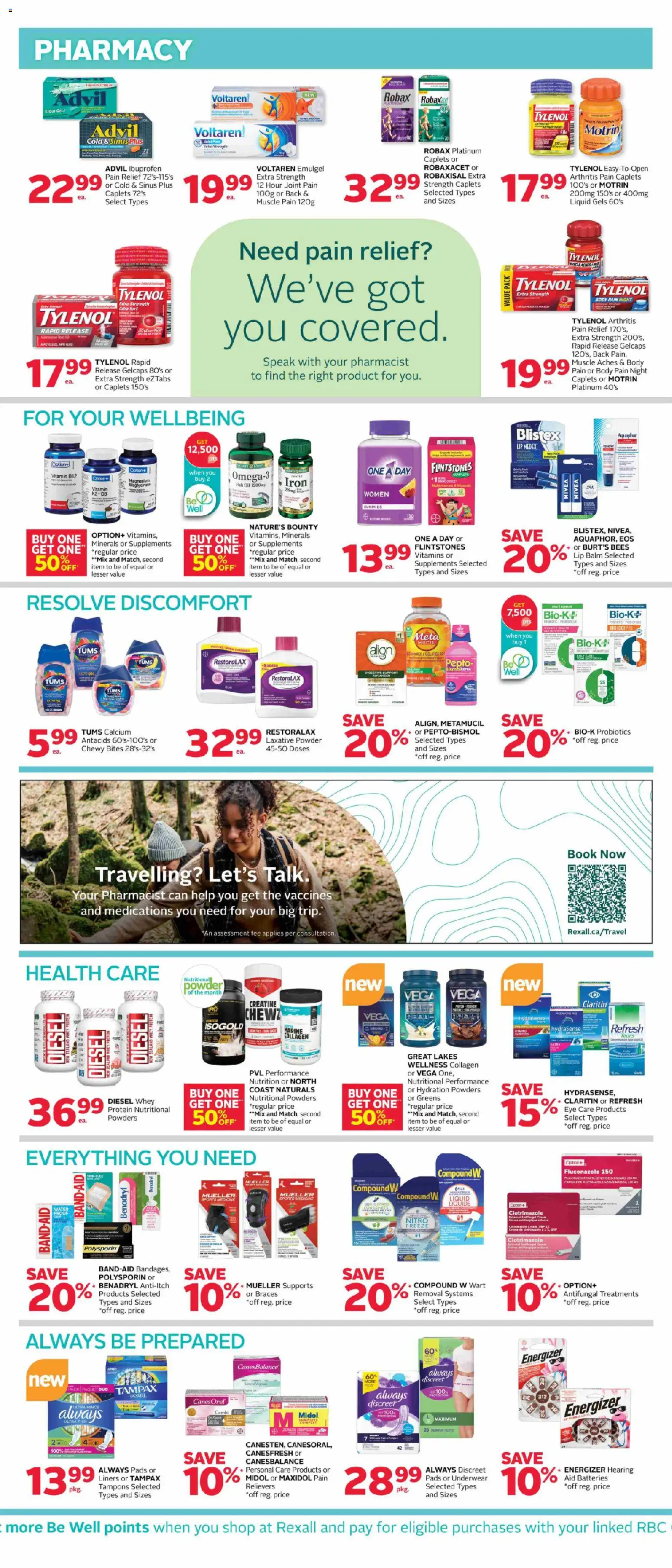 Rexall flyer valid from Aug 14, 2026 | Page: 7 | Products: Powder, Probiotics, Underwear, Protein