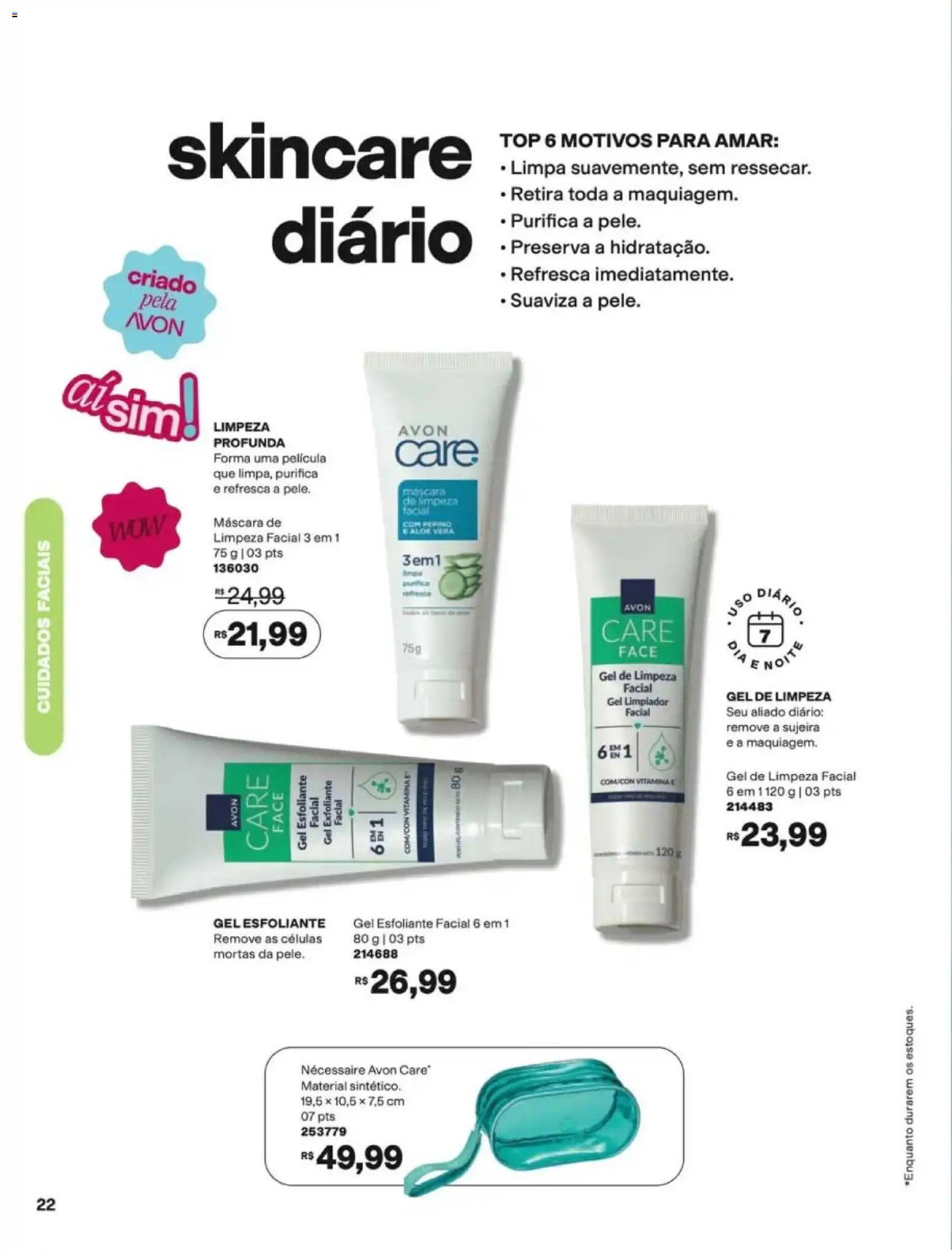 Avon Folheto - válido de 12/10/2026 | Página: 22 | Produtos: Aloe Vera, Necessaire, Gel de limpeza, Esfoliante facial