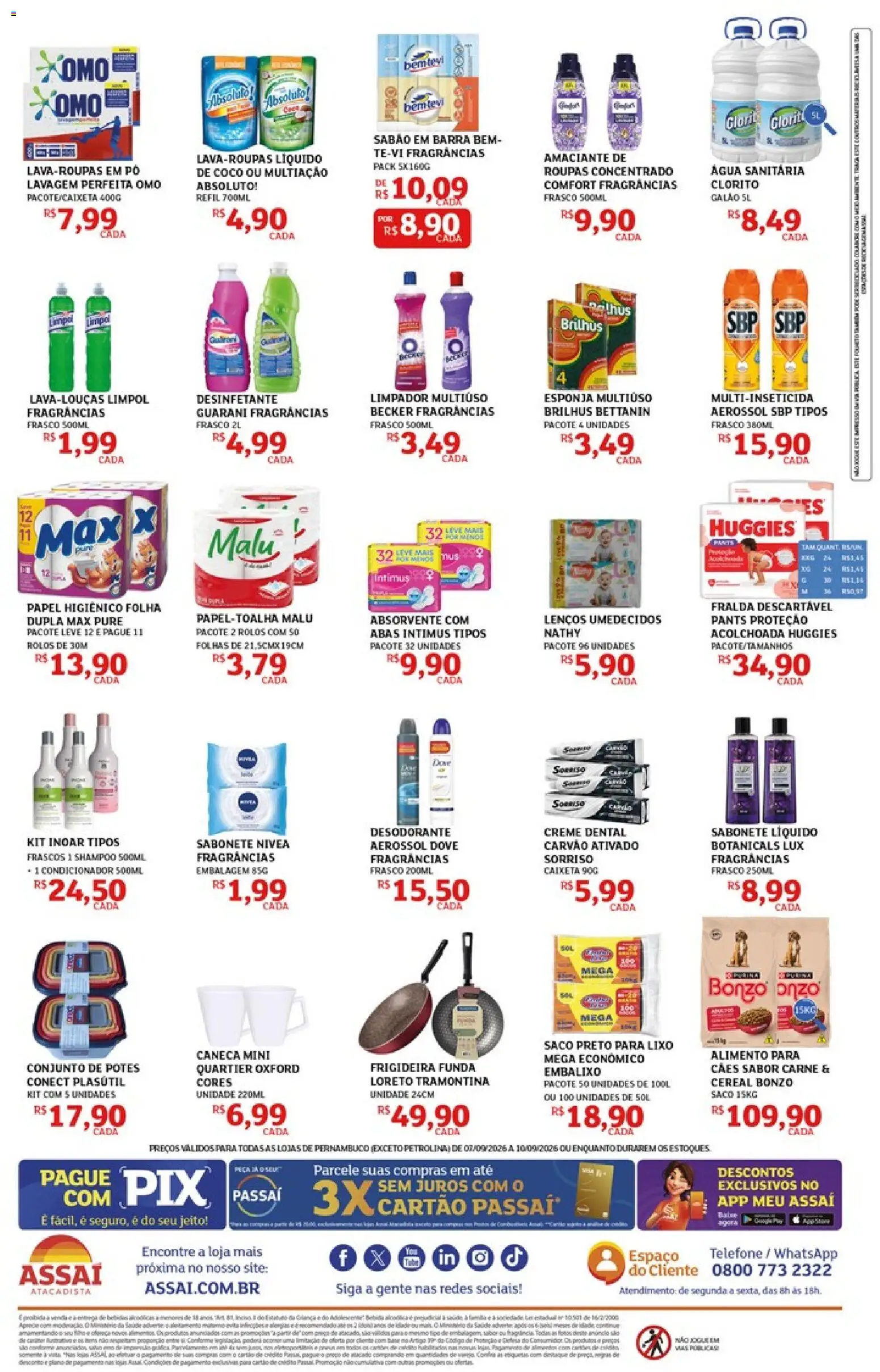 Assaí Atacadista Folheto - válido de 07/09/2026 | Página: 4 | Produtos: Shampoo, Frigideira, Limpador multiuso, Sabonete