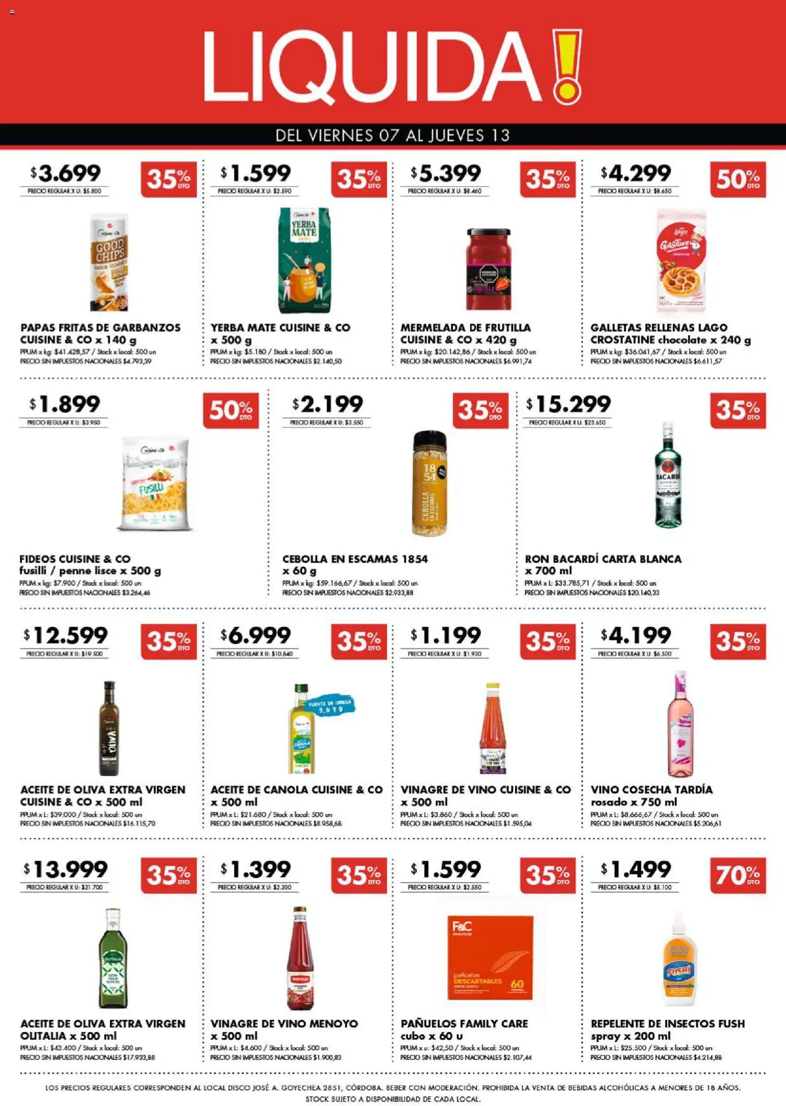 Disco - Ofertas Córdoba │ válido desde el 07/08/2026 | Página: 10 | Productos: Disco, Vinagre, Galletas rellenas, Papas fritas