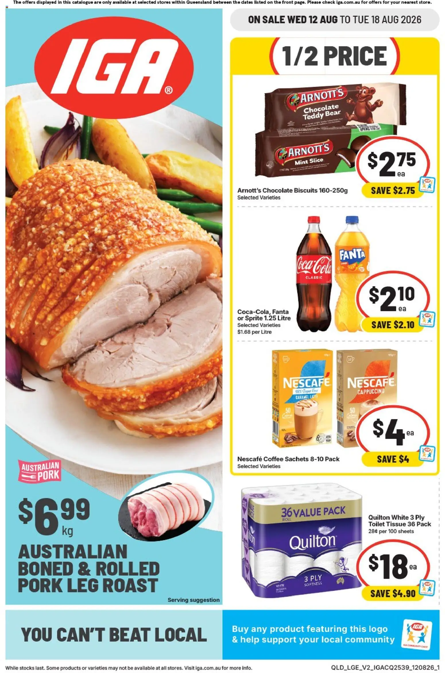 IGA catalogue - valid from 12/08/2026 | Page: 1 | Products: Toilet, Coffee, Roast, Fanta
