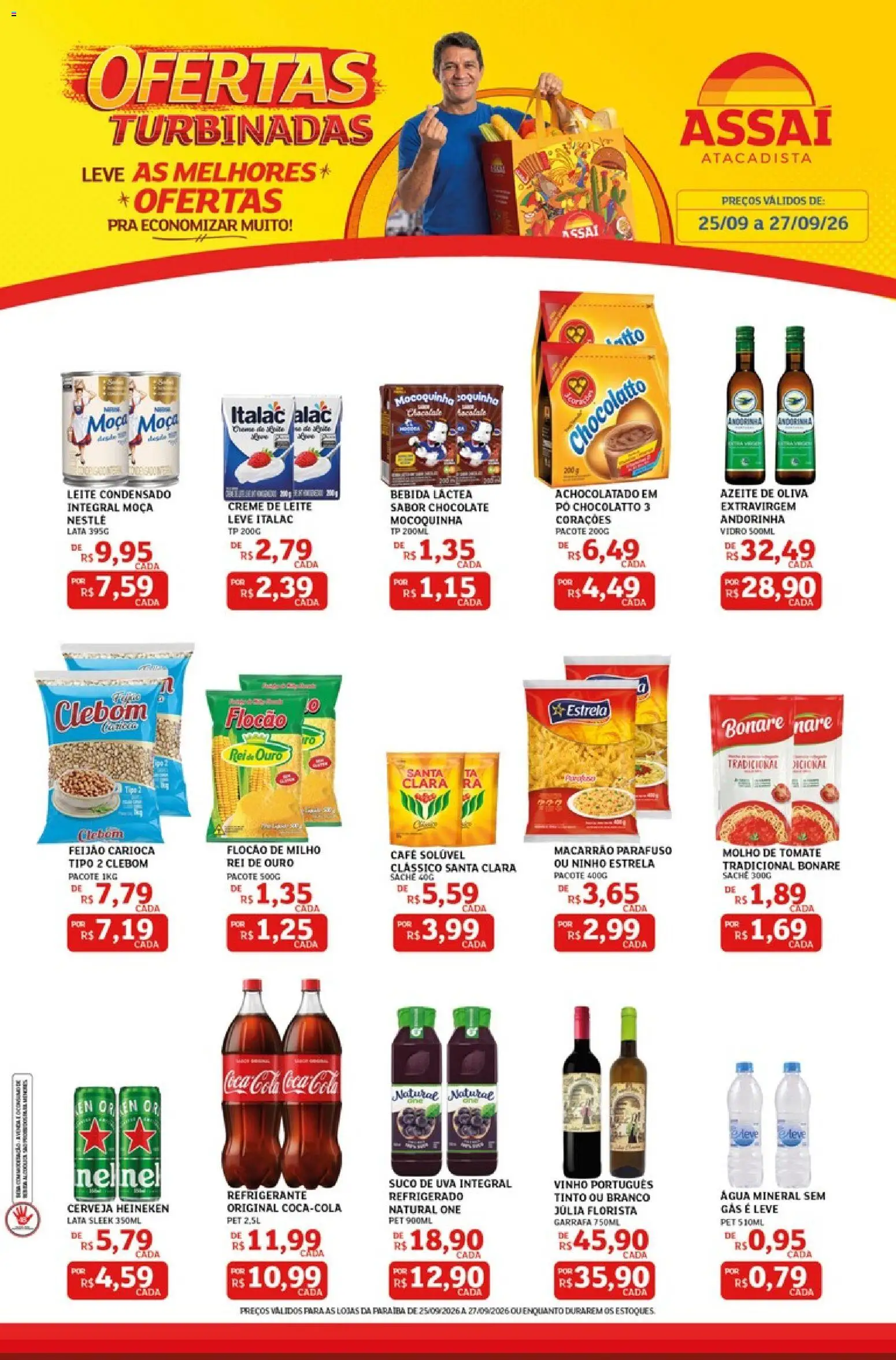 Assaí Atacadista Folheto - válido de 25/09/2026 | Página: 1 | Produtos: Cola, Chocolate, Azeite de oliva, Café solúvel