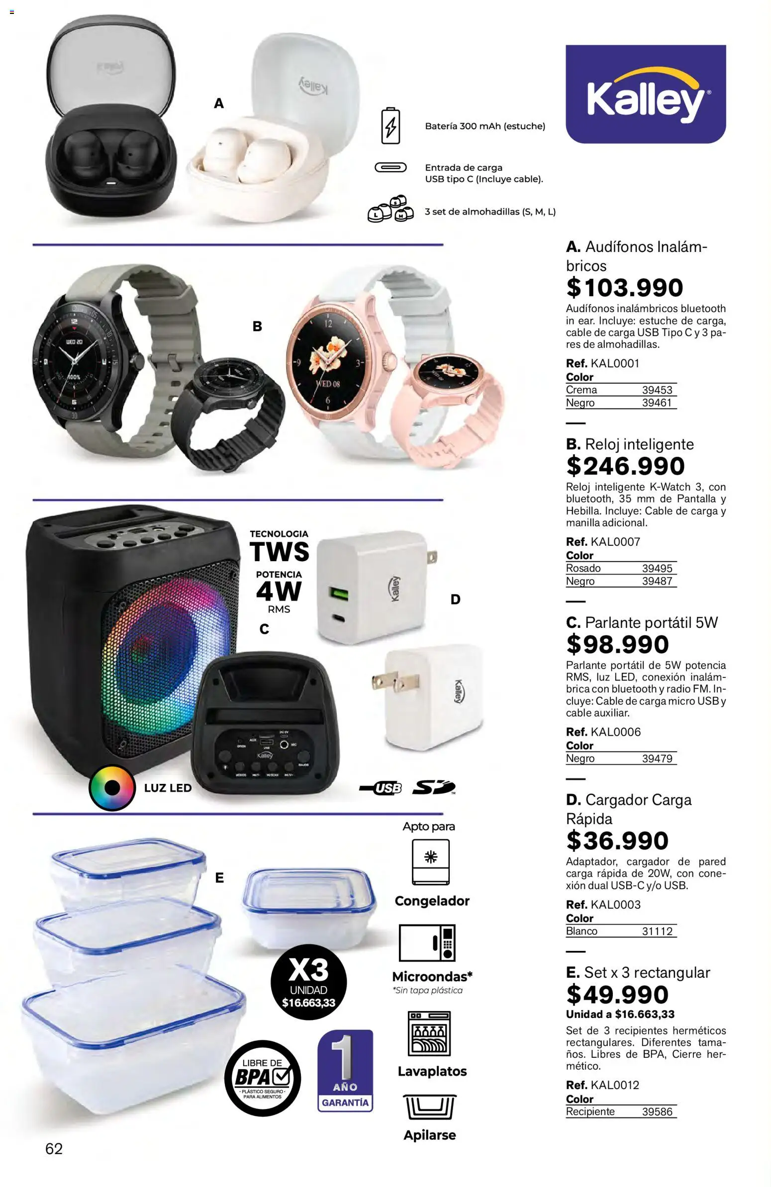Leonisa revista - valida desde el 16.03.2026 | Página: 62 | Productos: Usb, Cargador, Batería, Parlante