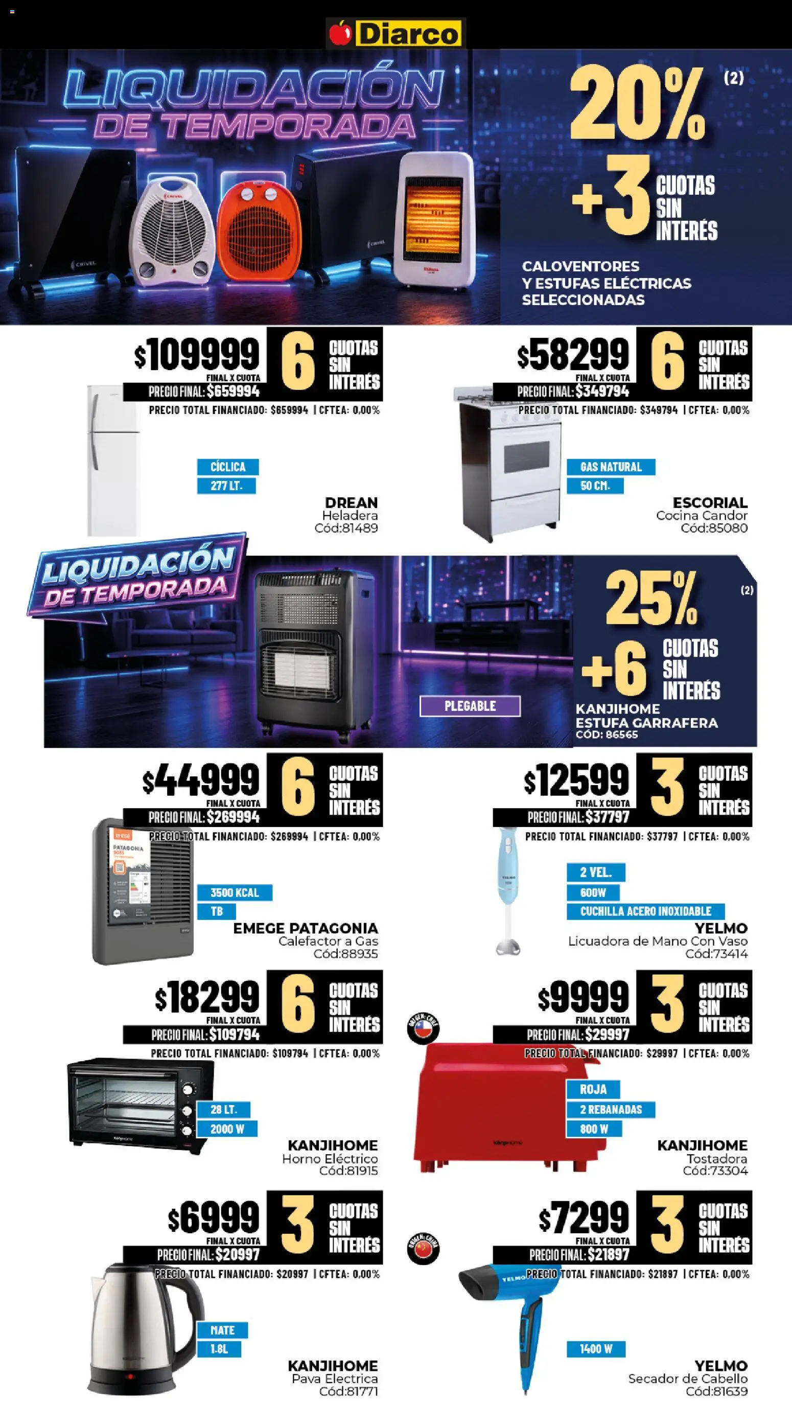 Diarco ofertas │ válido desde el 24/08/2026 | Página: 19 | Productos: Mate, Horno, Heladera, Licuadora