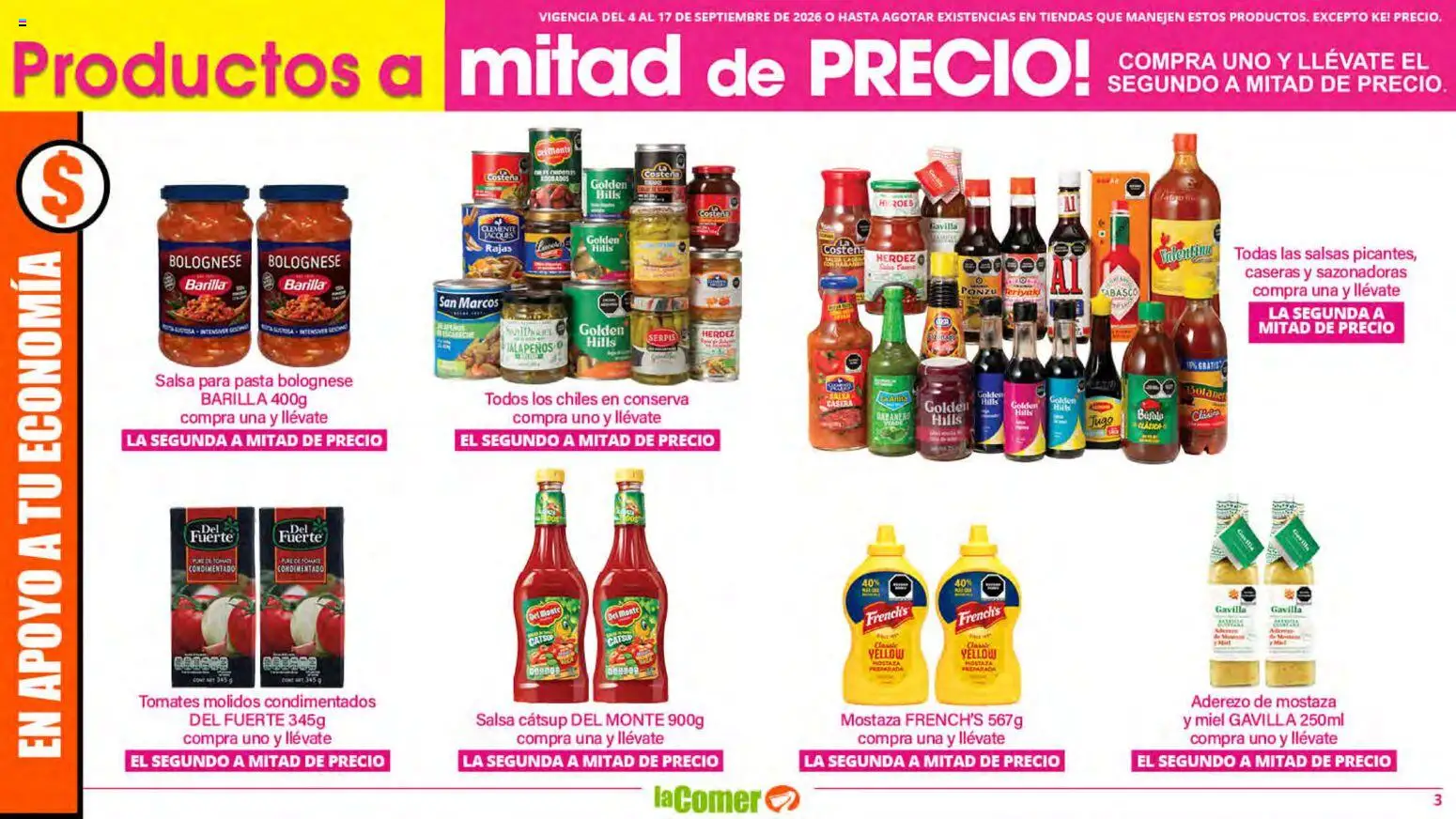 Nuevas ofertas de La Comer válidas en toda la República Mexicana desde el 04/09/2026. ¡Encuentra las mejores ofertas en La Comer folleto! | Página: 3 | Productos: Barilla, Jugo, Pasta, Salsas