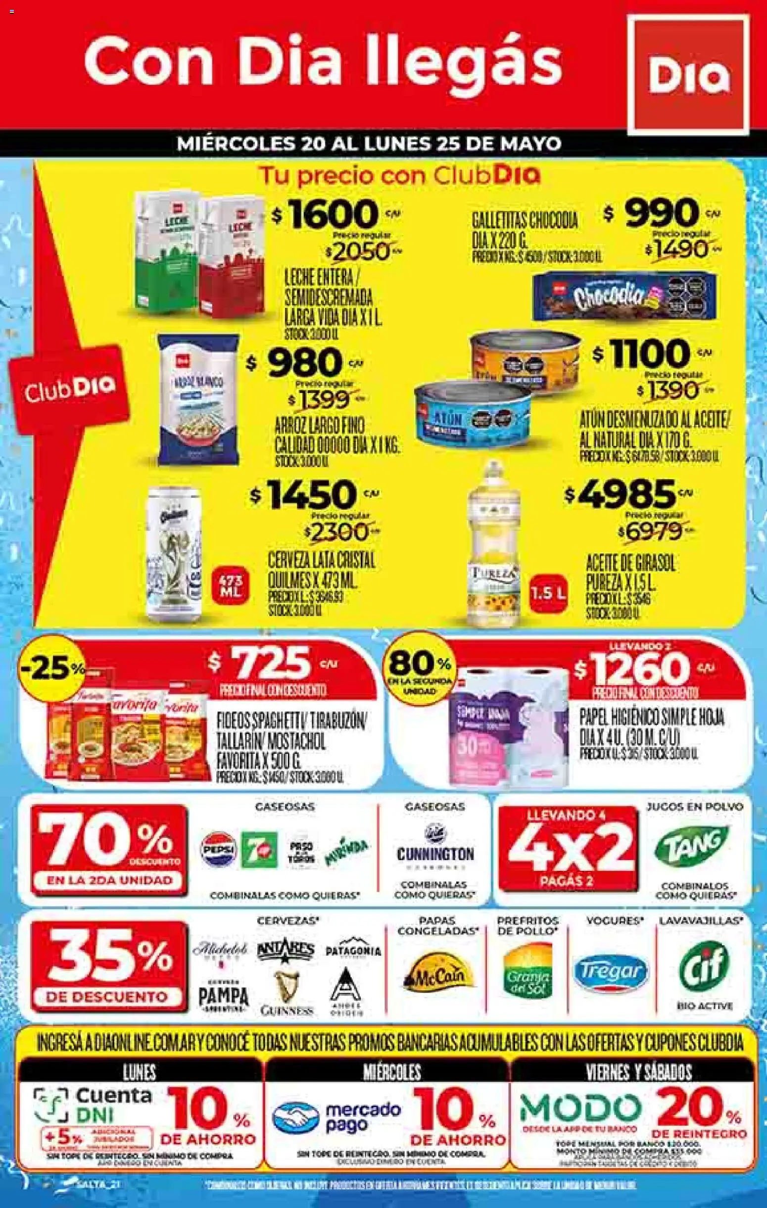 Dia - Ofertas - Salta y Jujuy │ válido desde el 20.05.2026 | Página: 1 | Productos: Papel higiénico, Aceite, Leche, Cerveza
