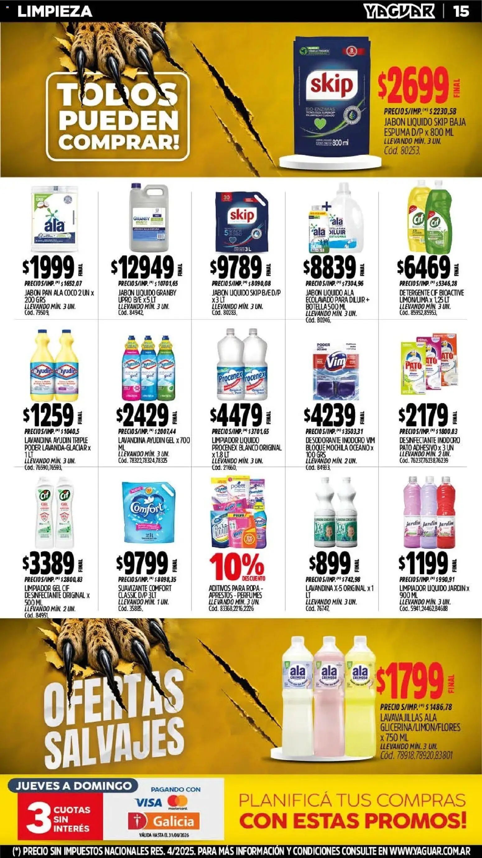 Yaguar - Oferta Semanal Santa Fé │ válido desde el 10/08/2026 | Página: 17 | Productos: Lavavajillas, Detergente, Espuma, Limpiador